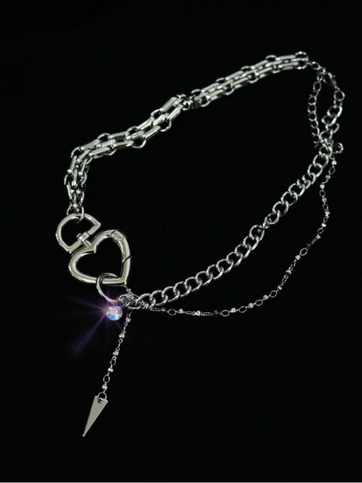 heart beam chain necklace