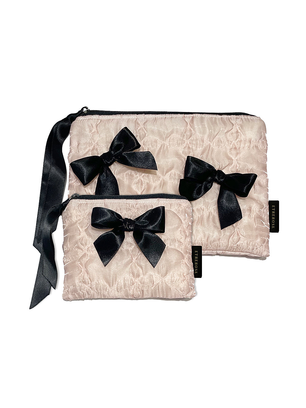 Glossy Organza Ribbon Zip-pouch (SET