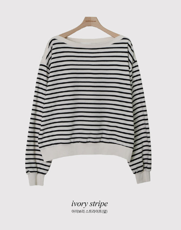 Border Off Shoulder Sweat Shirt (4color)