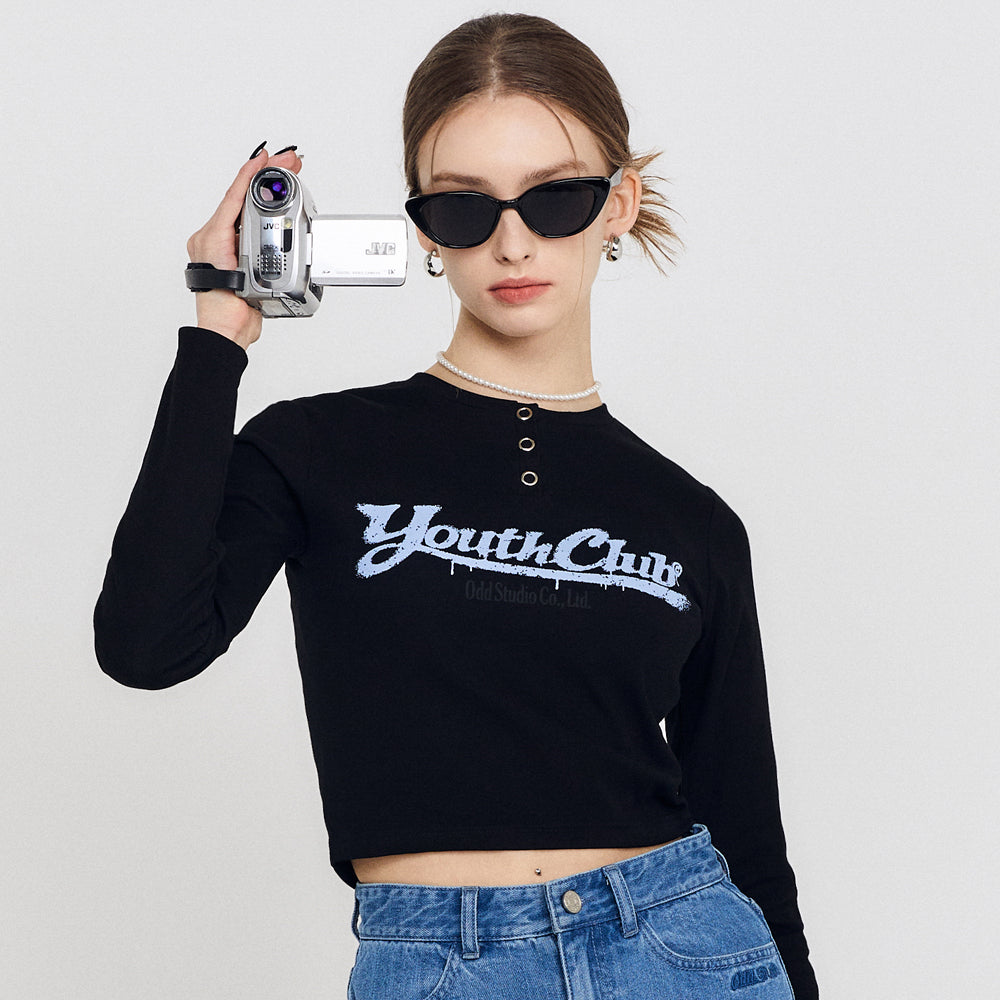 Youthclub snap crop long sleeve - 3 color