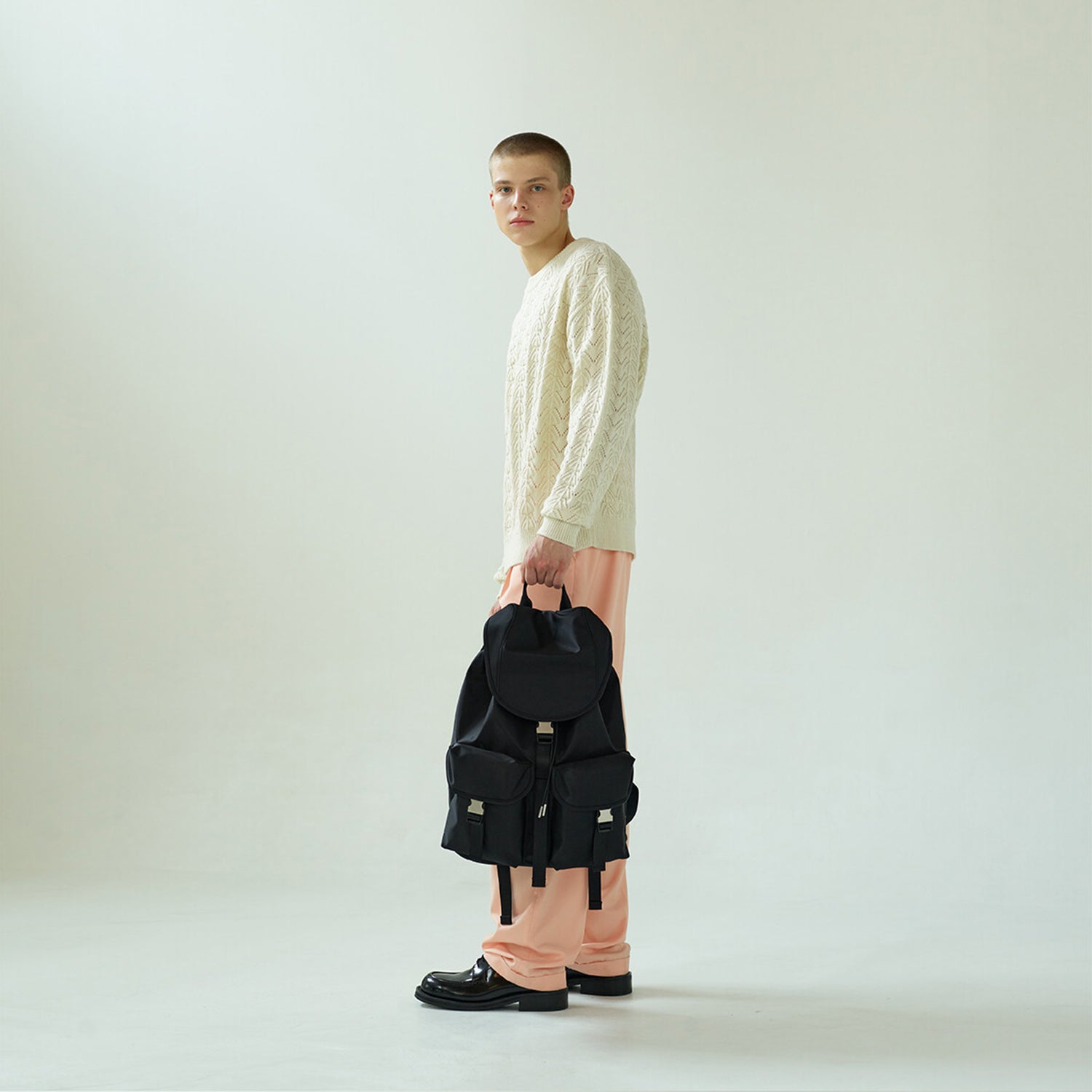 [After Pray Edition] 2-Pocket Nylon Cargo Rucksack (Black&Nickel)