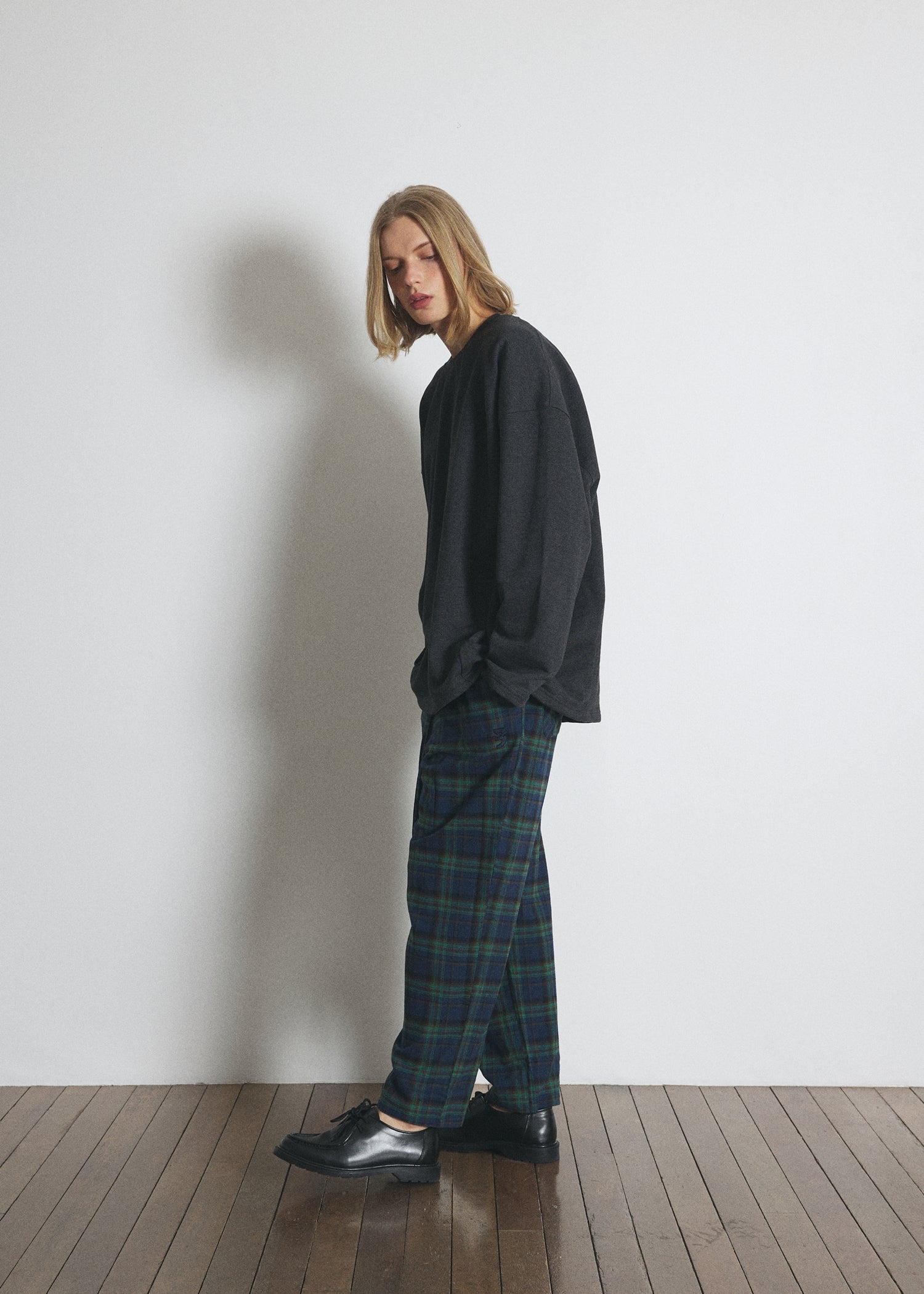 DREAMCATCHER CHECK LOOSE-FIT PANTS (Blue)