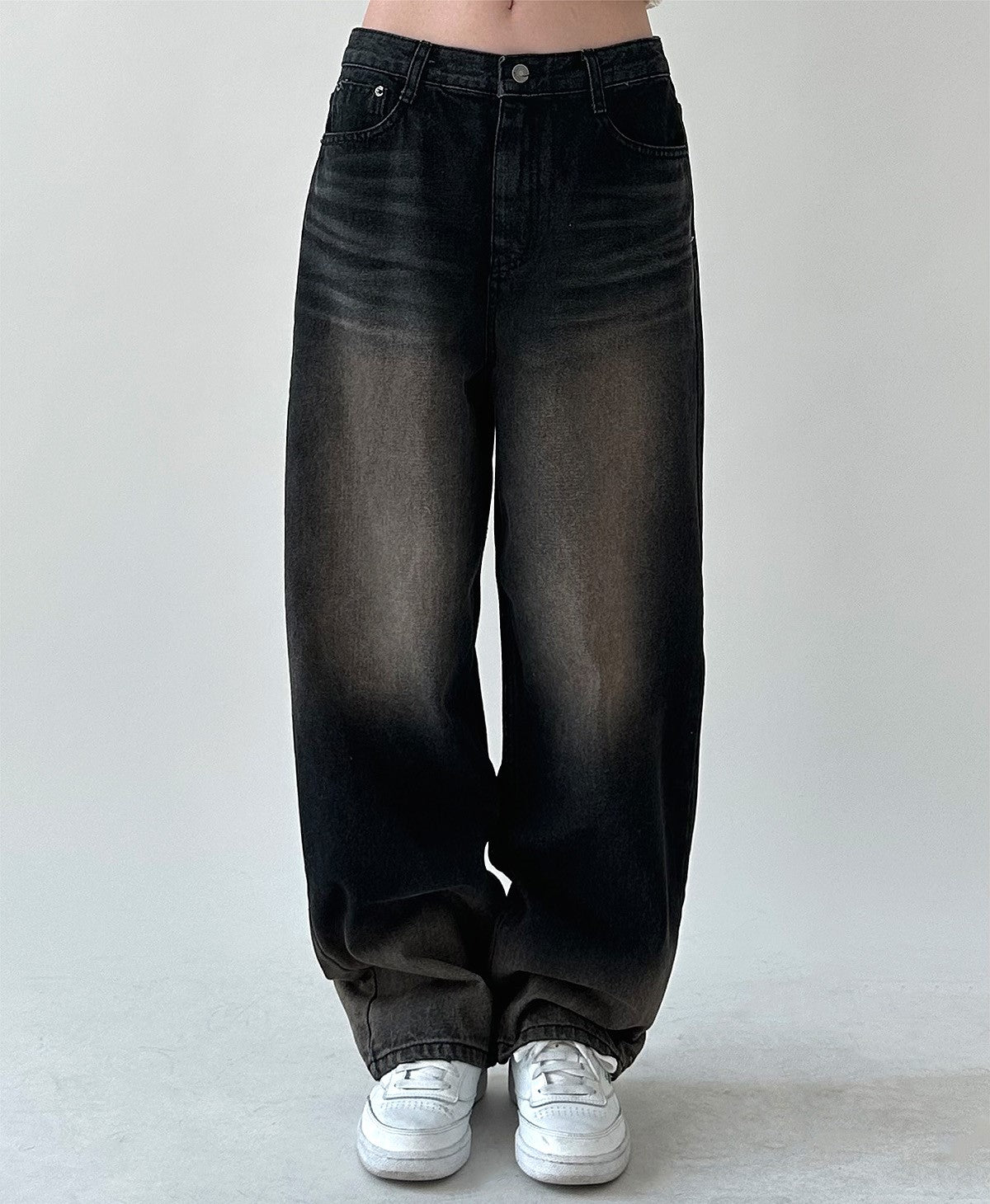 oat washed denim pants