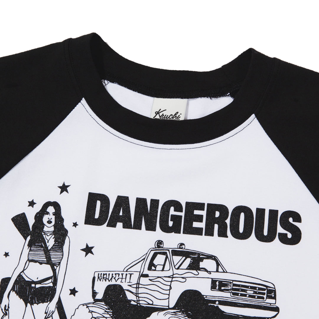DANGEROUS Raglan long-sleeved T-Shirt (WHITE) WOMENS
