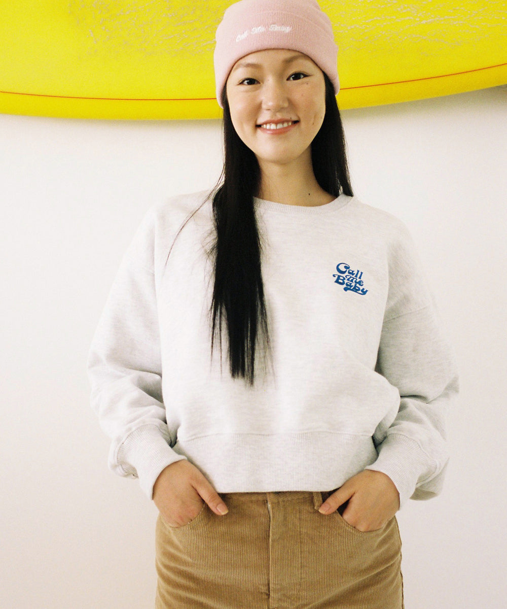 ベビーロゴ刺繍クロップドスウェット / Baby Logo Embroidery Cropped Sweatshirt _ Ash grey