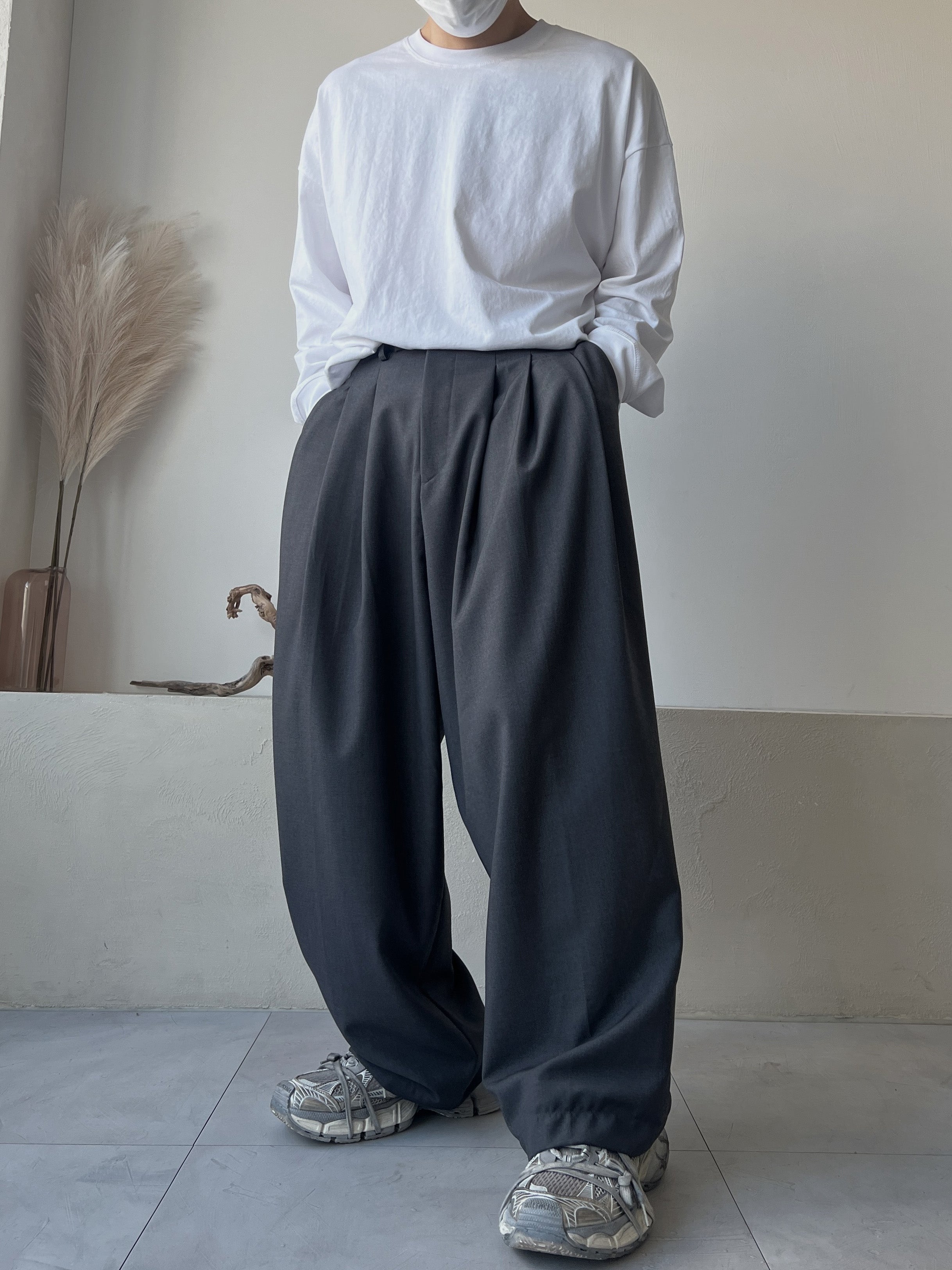 Triple Pintuck Wide Slacks(2colors)