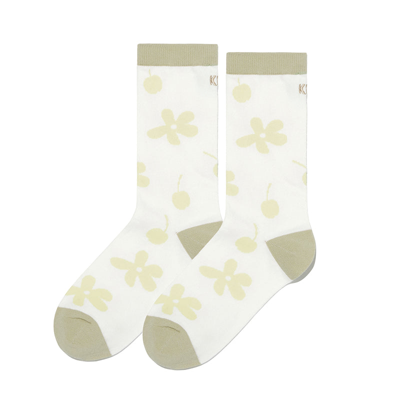 CHERRY PLANT PATTERN SOCKS [IVORY]