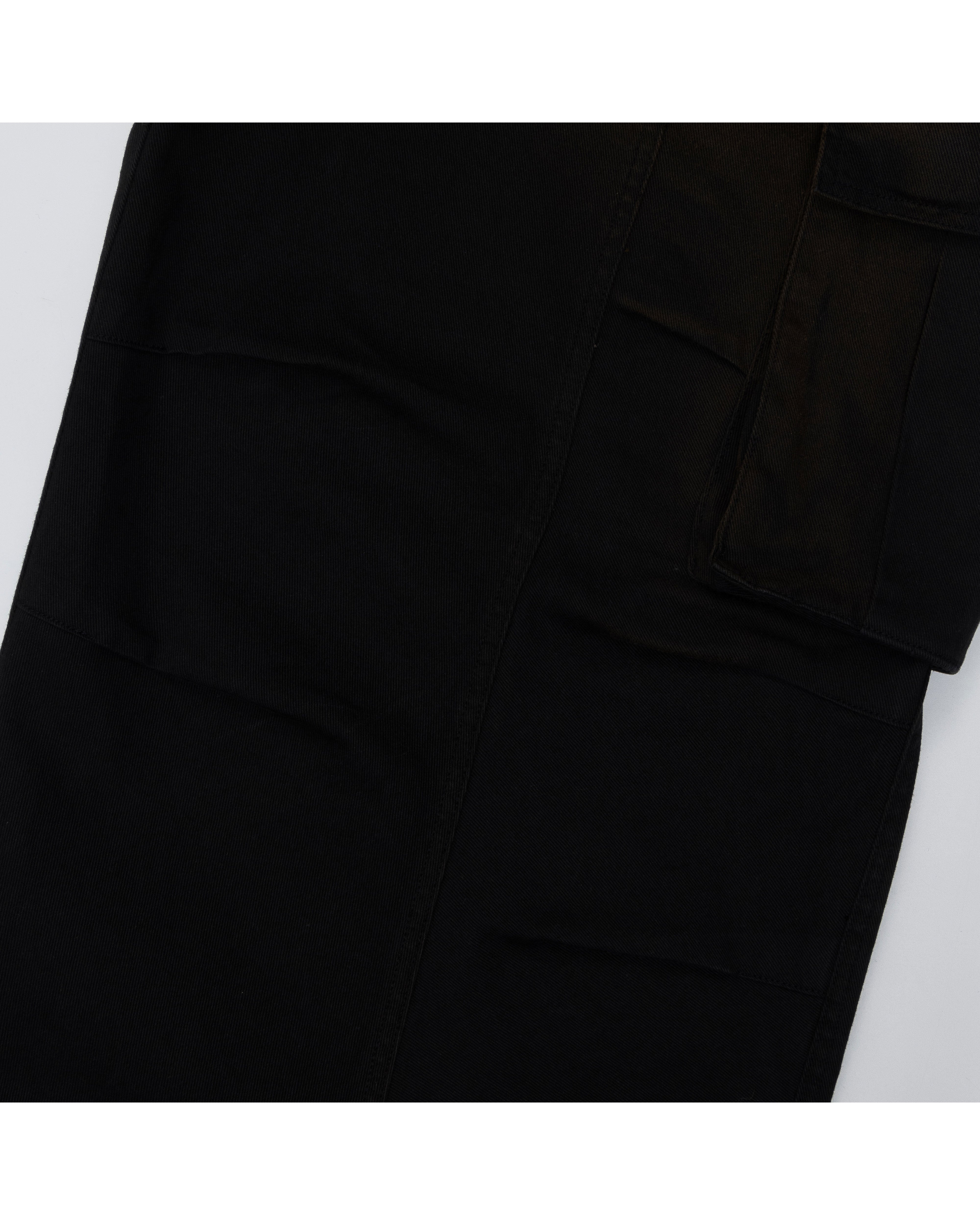 Knee Pin-tuck Wide Cargo Pants (Washed Black)