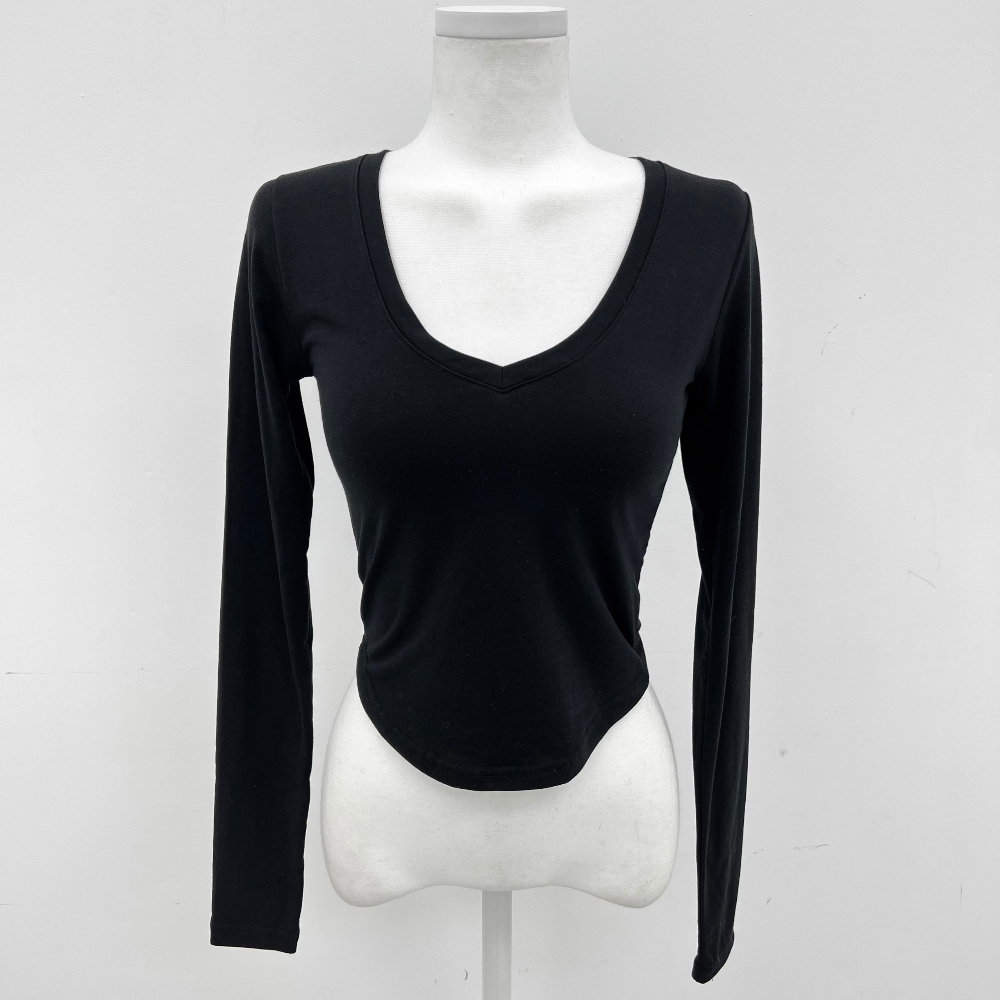 Deep V neck long sleeve (2 color)