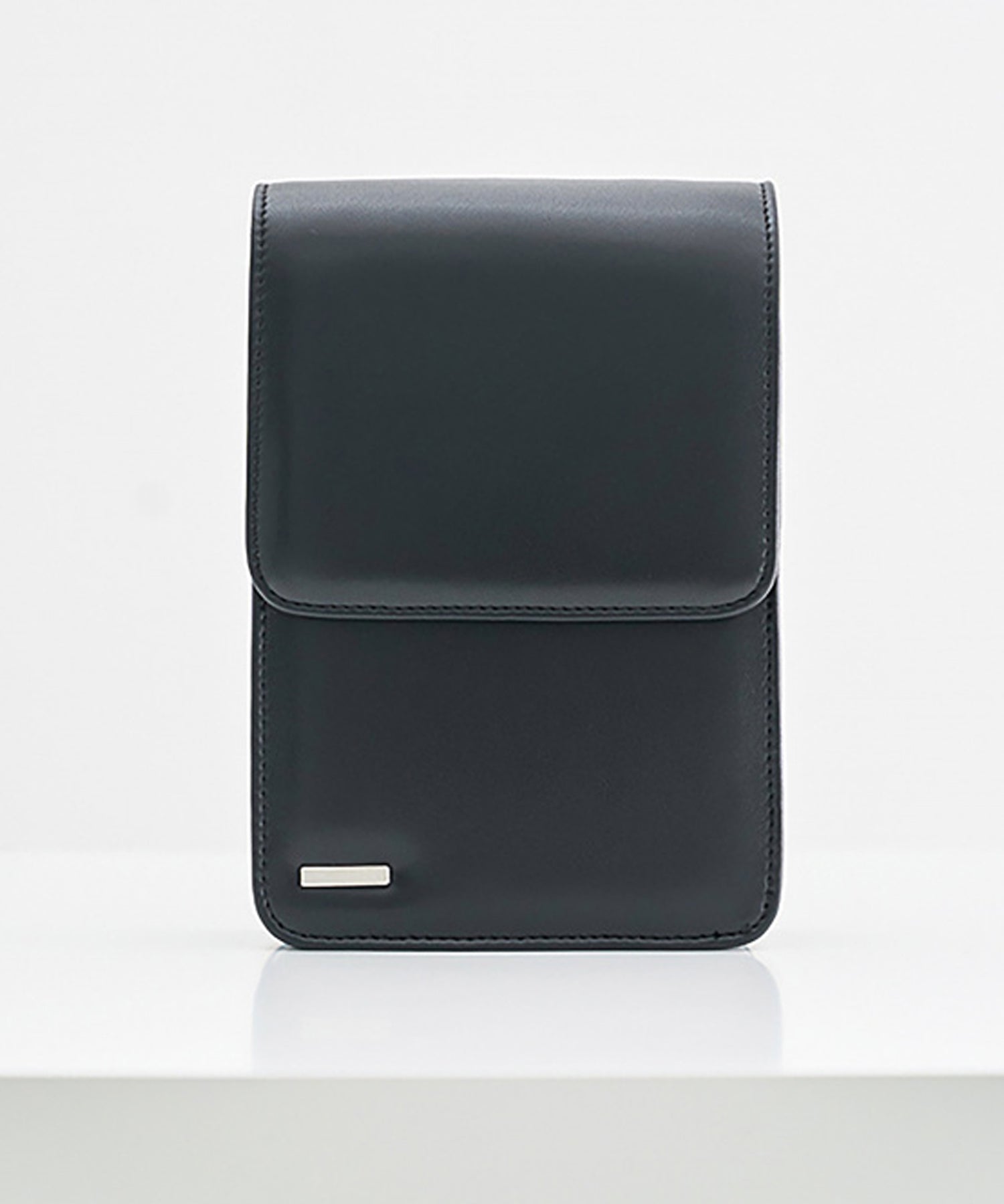 [M size]minimal bar square leather bag & multi card wallet black