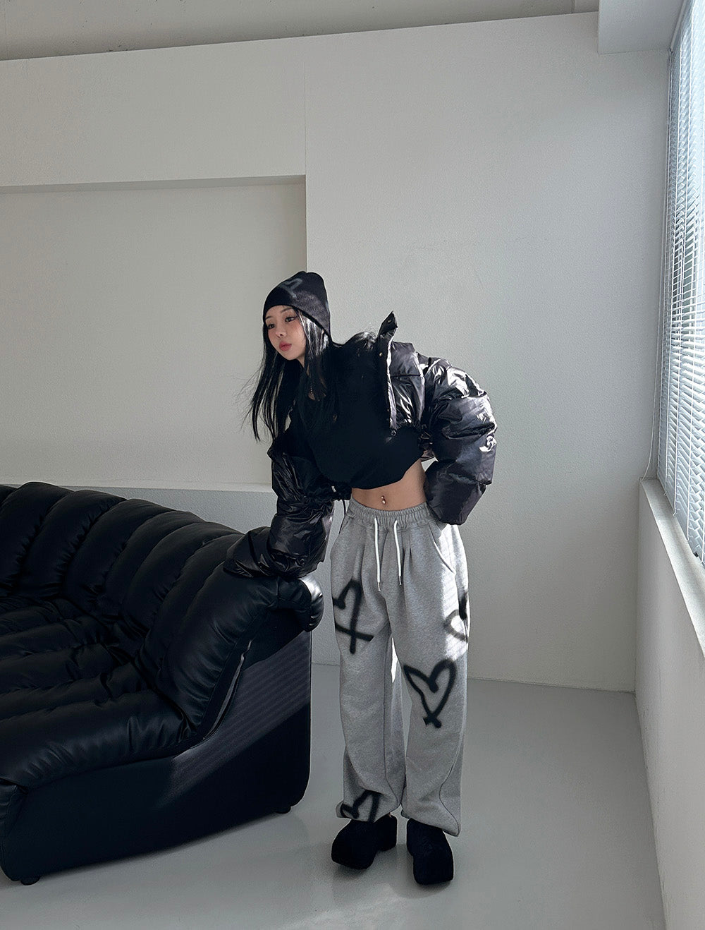 [UNISEX] Heart String Wide Jogger Pants