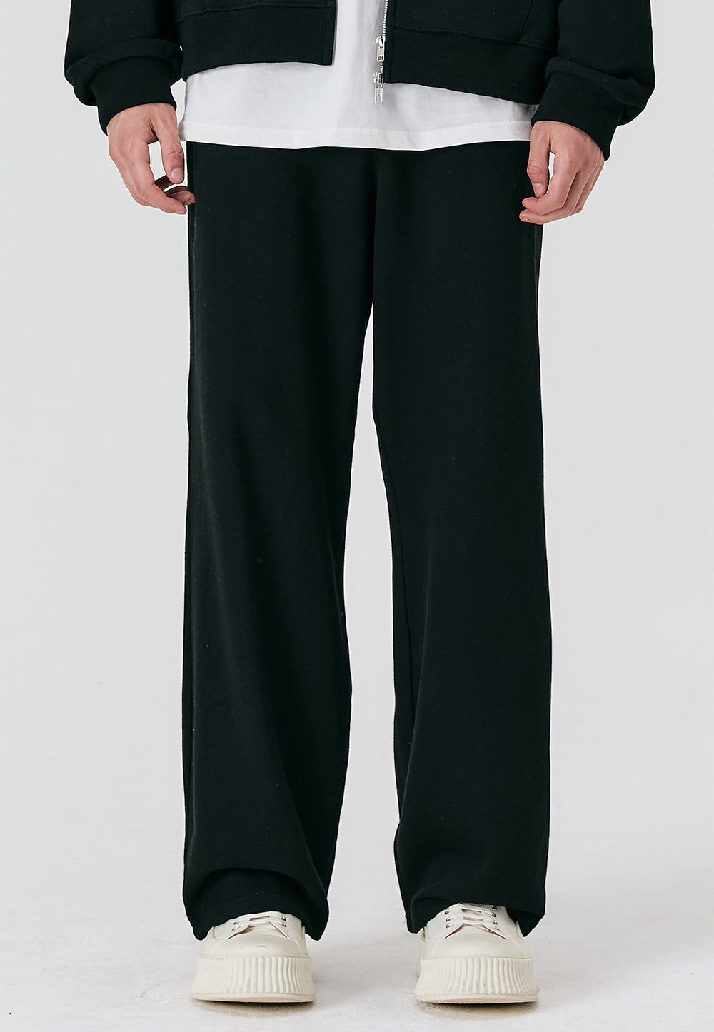 Signature relax wide pants - BLACK