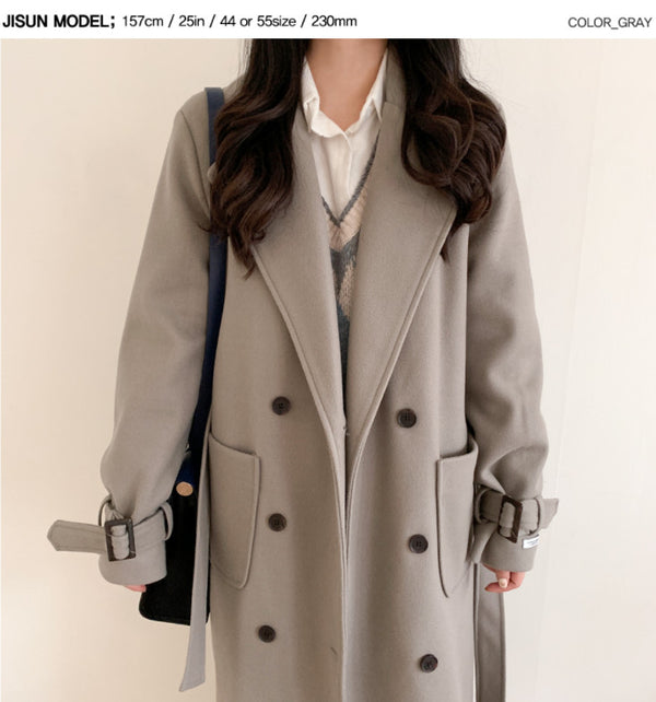 [SHOPPERMADE] Double Trench Wool Long Coat (5color)