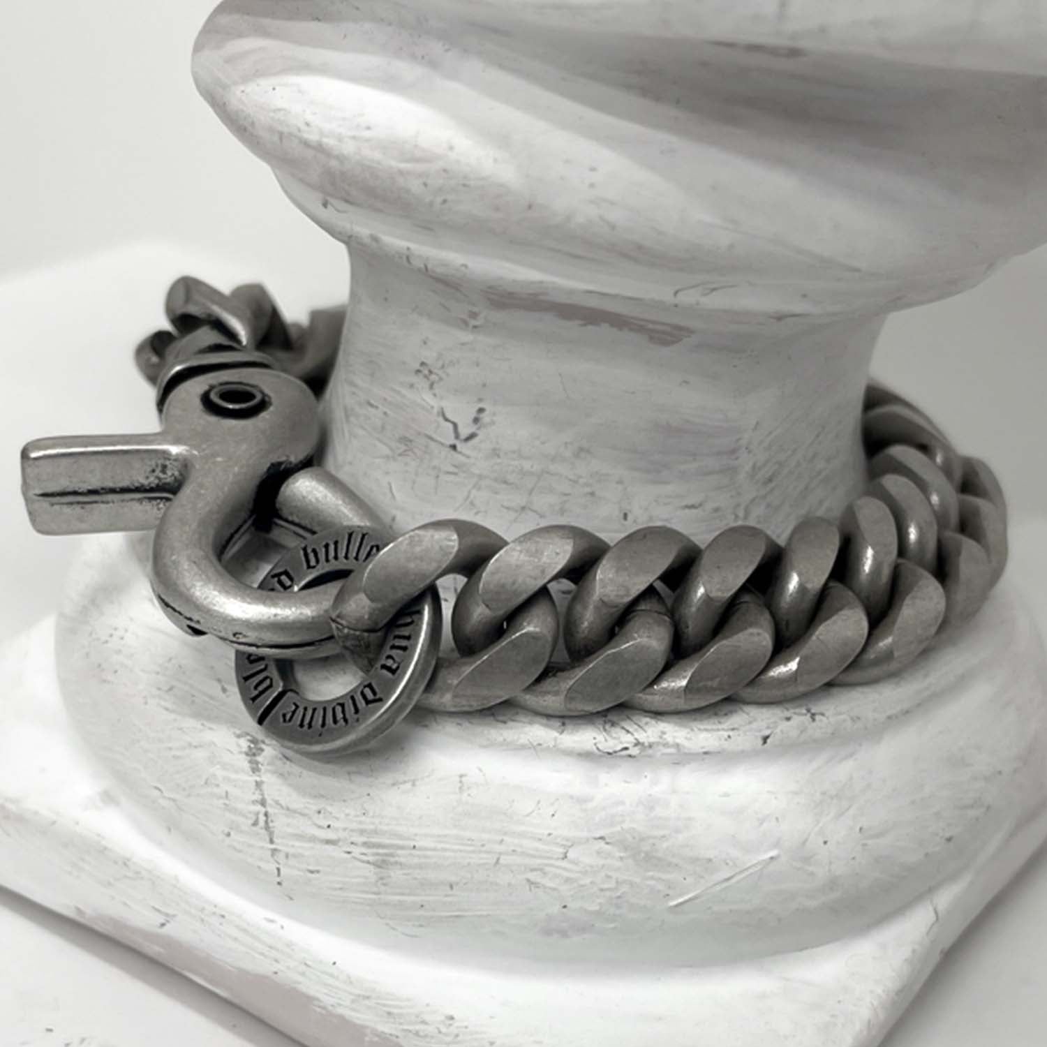 [BLESSEDBULLET]vintage silver curve chain link bracelet_13mm
