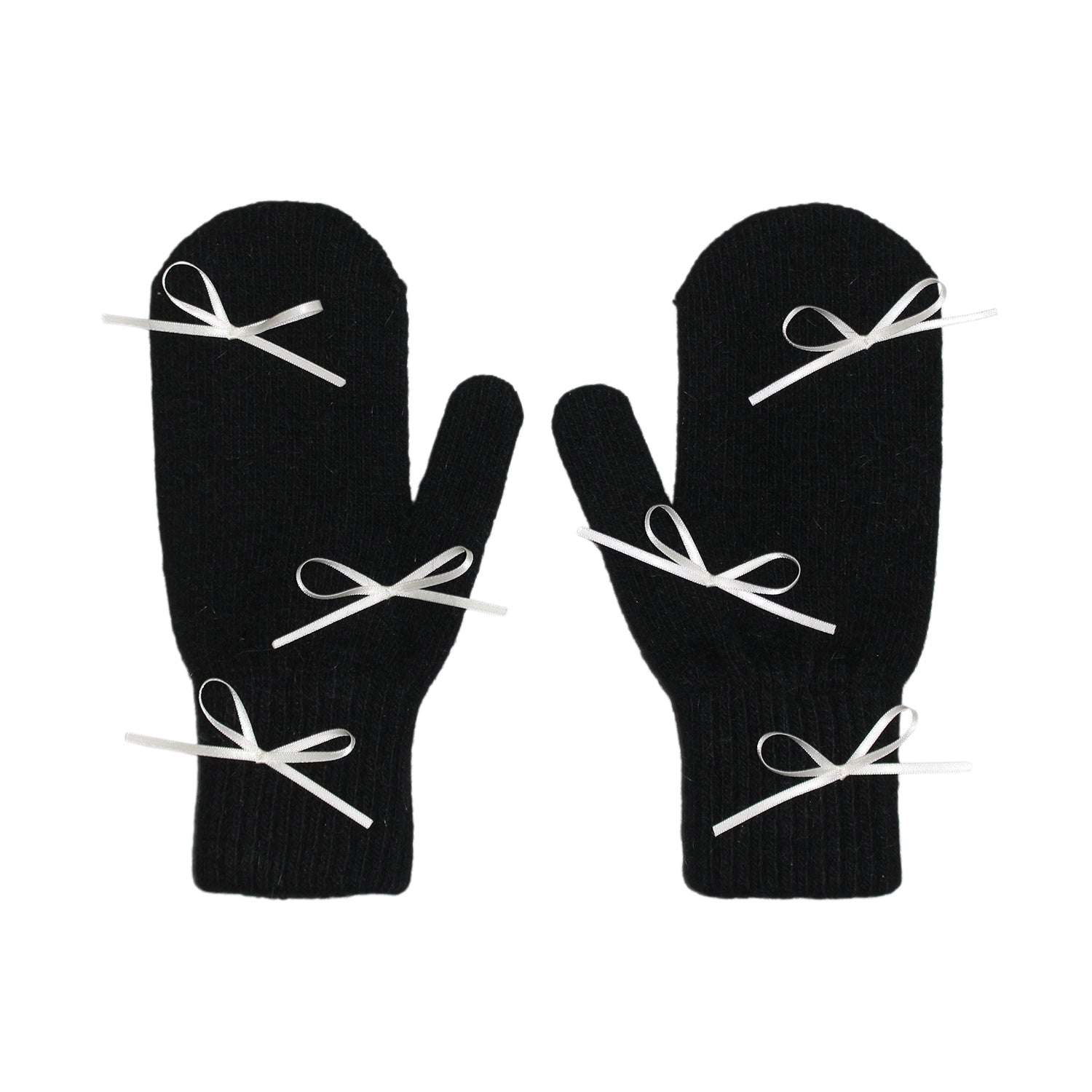 ribbon angora mitten (black)