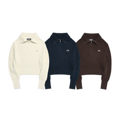 OS LOGO CROP KNIT HALF ZIP-UP - 3COLOR