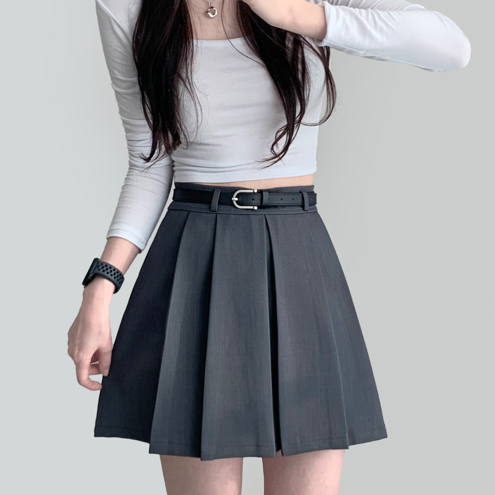 [Belt set] Roache Pleats Mini Skirt