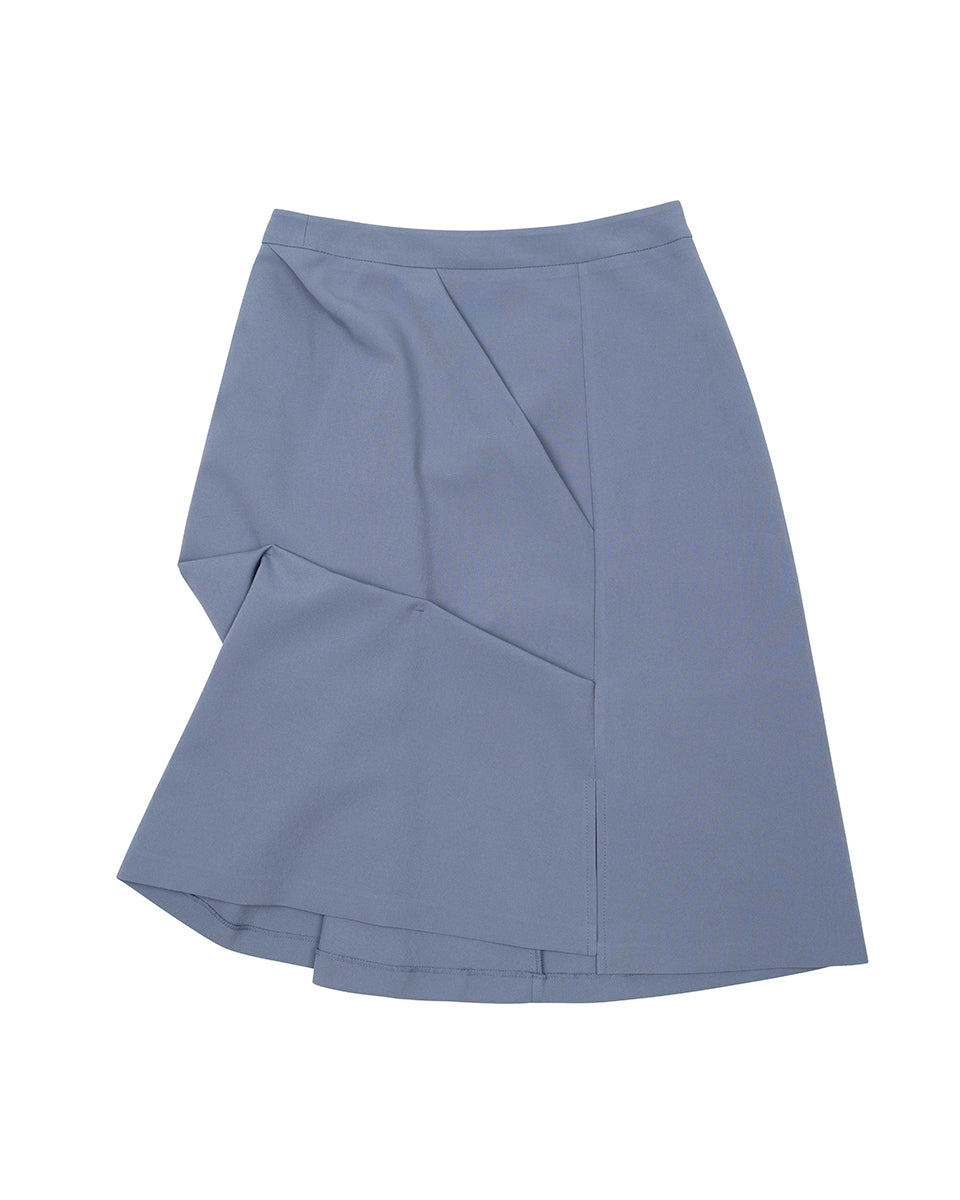 DOZI - Draped Slit Skirt _Bluegrey