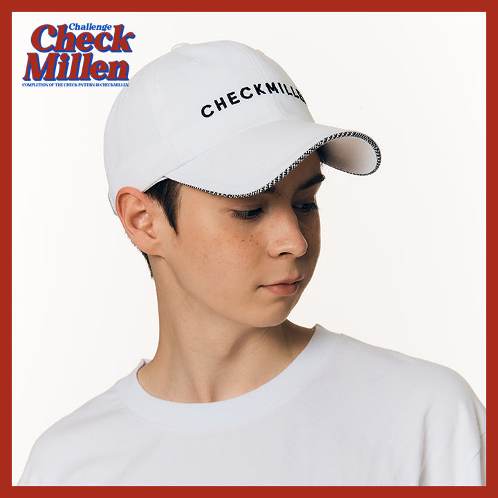 Checkered Main Logo Ball Cap (White)