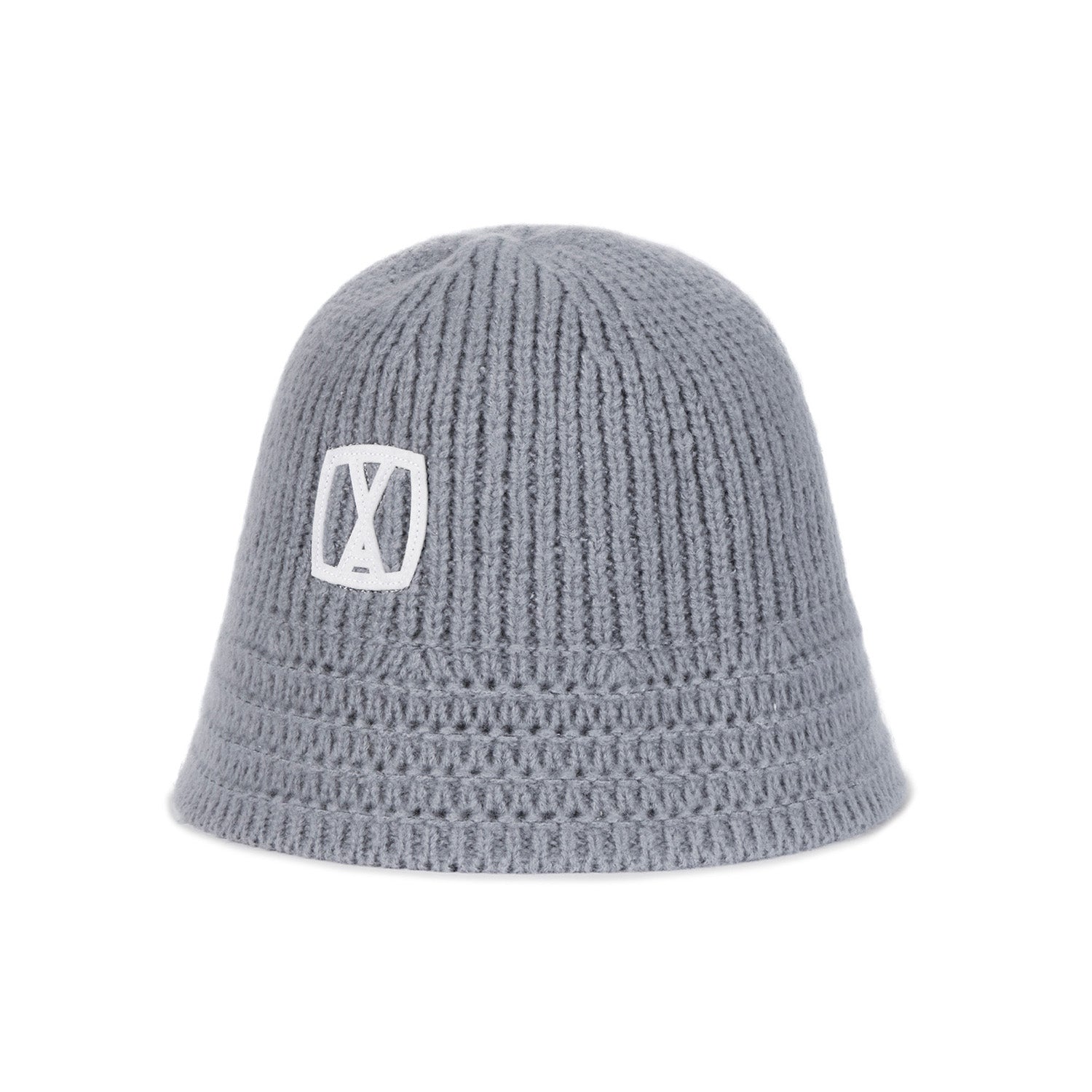 VA Square Applique Knit Bucket Hat / Gray