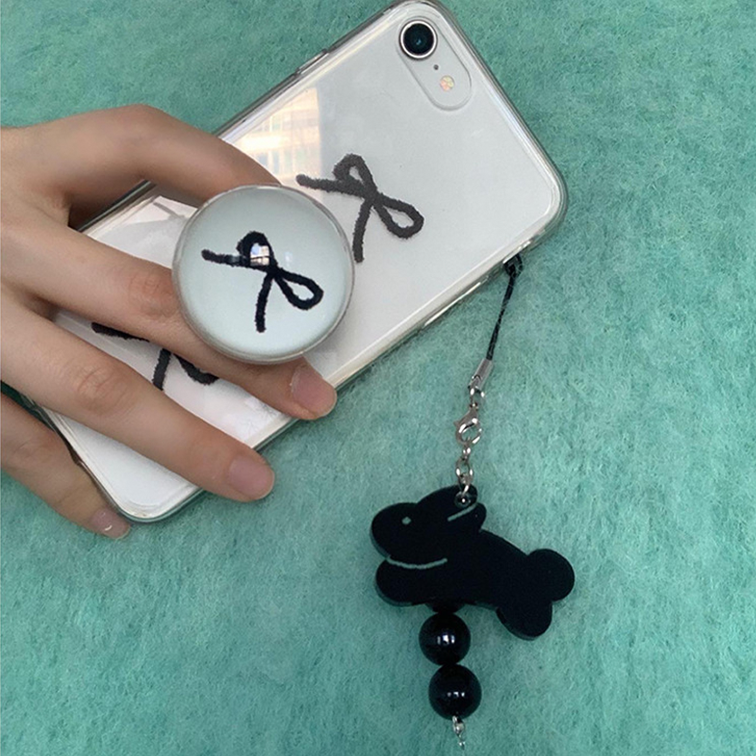 [SET] Present series : Black ribbon phonecase + griptok