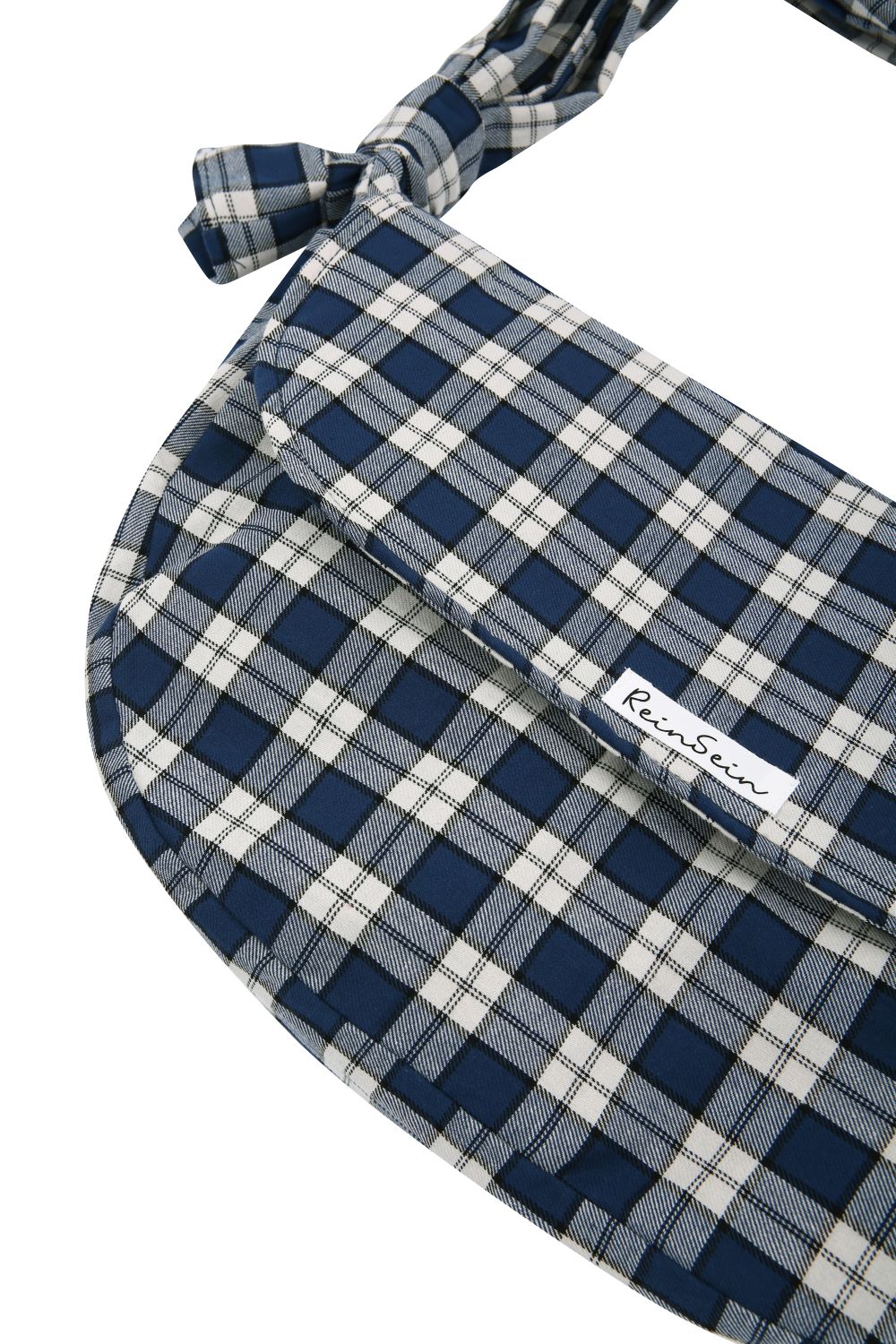 knotted checkshirts messenger bag blue