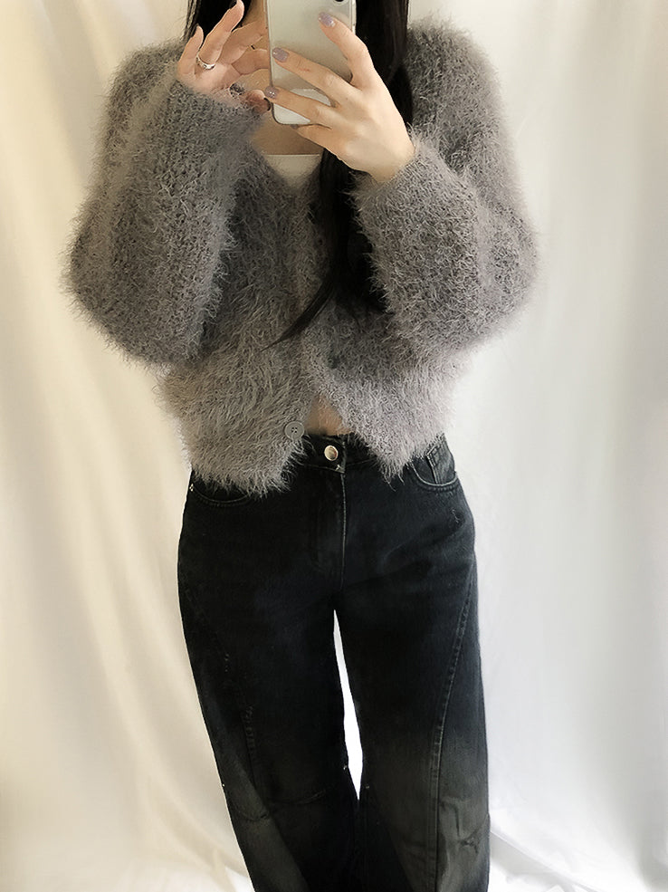 (8color) angel boucle fur cardigan