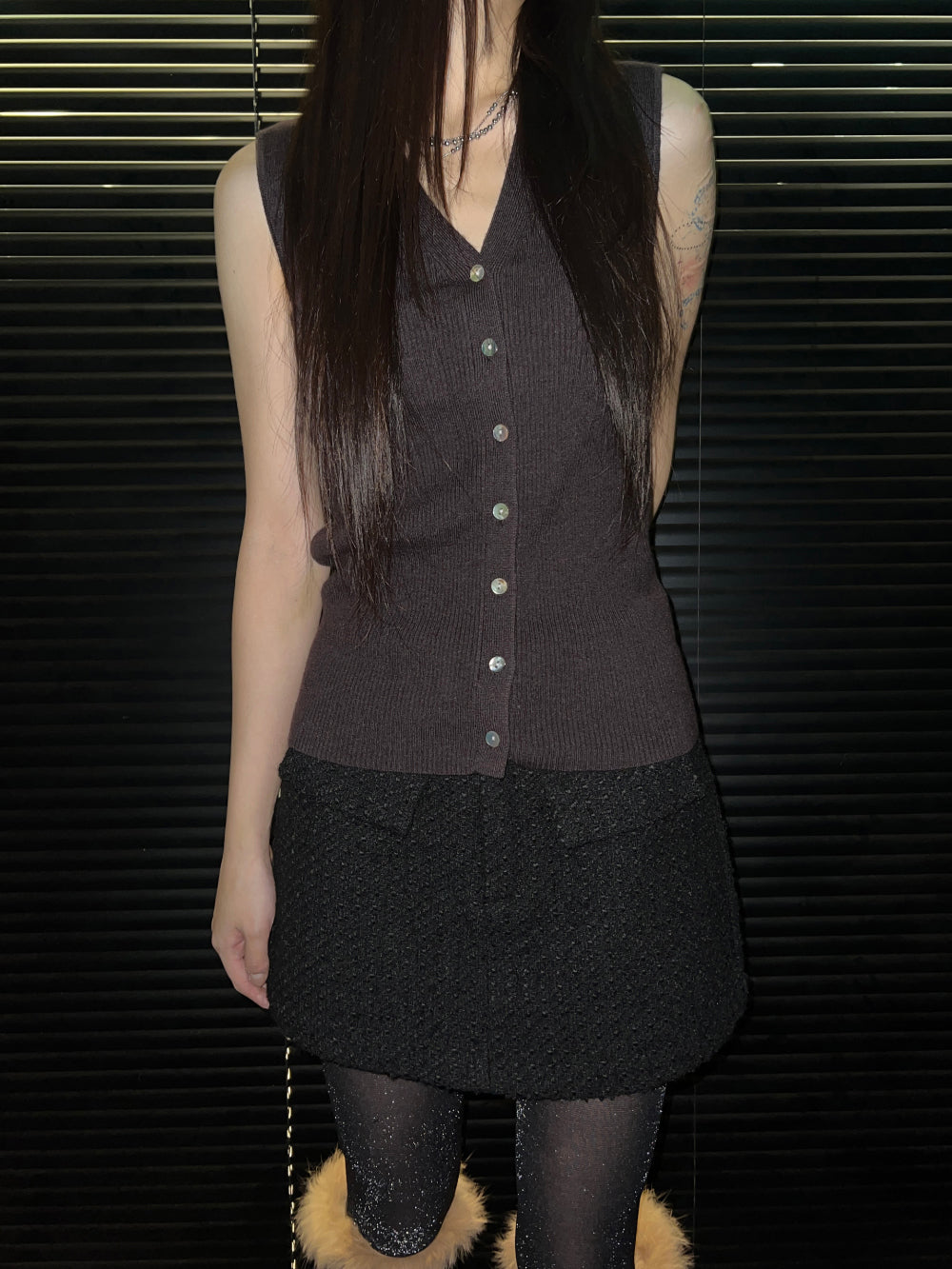 Wool tie knit vest (3 Color)