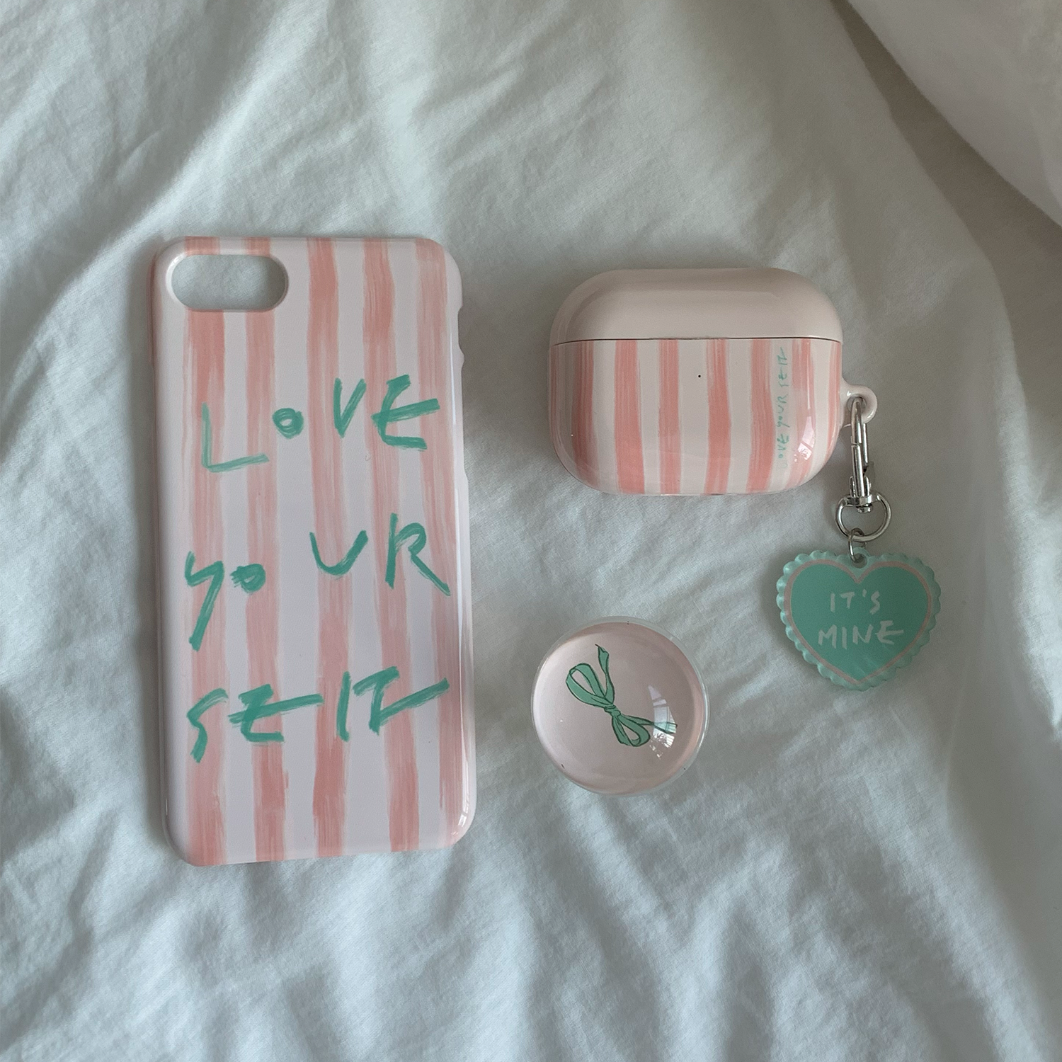 [SET] Present series: Coral letter phone case + griptok