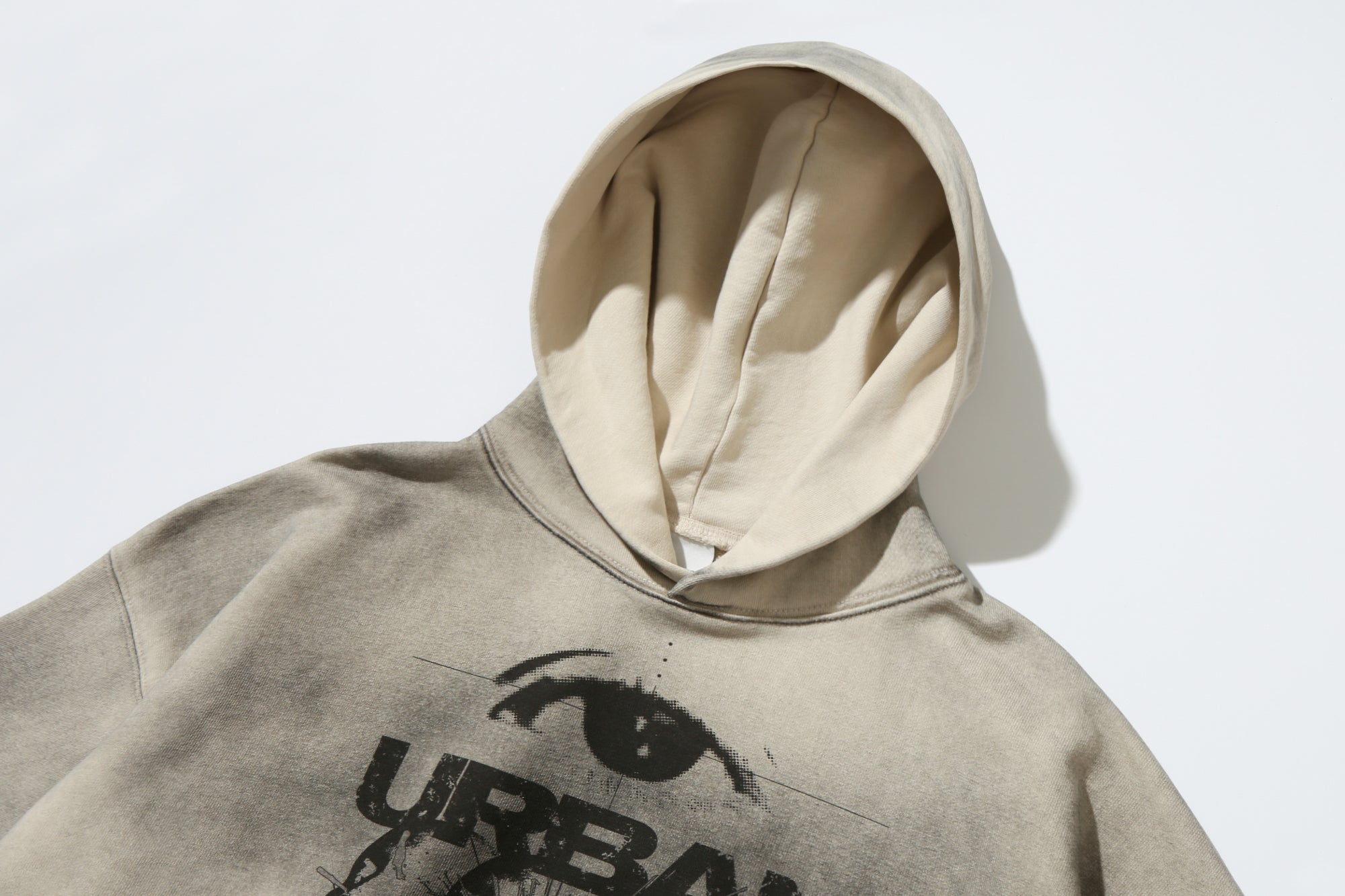 Vintage Oil Washed Hoodie (Cream)