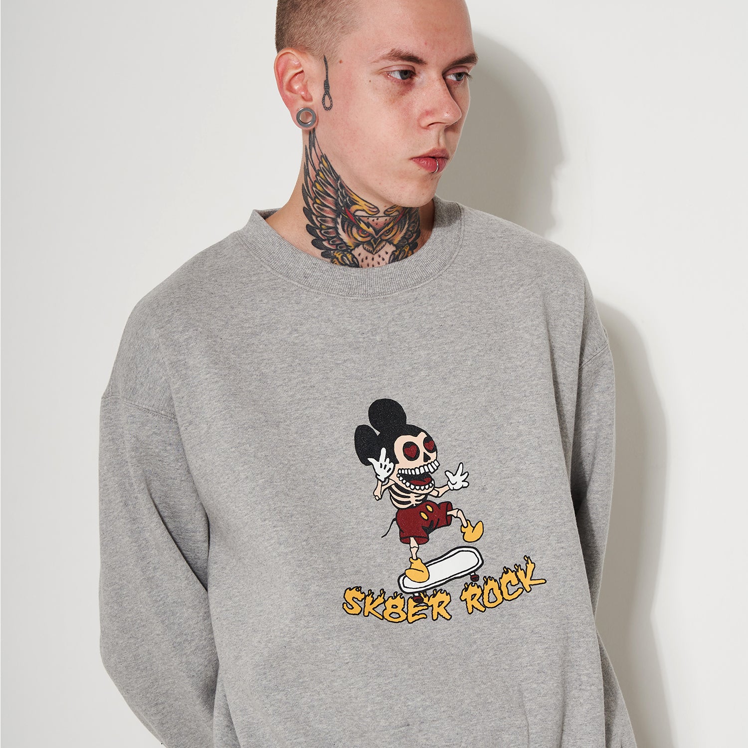 SKELETON MOUSE SWEAT SHIRT GRAY