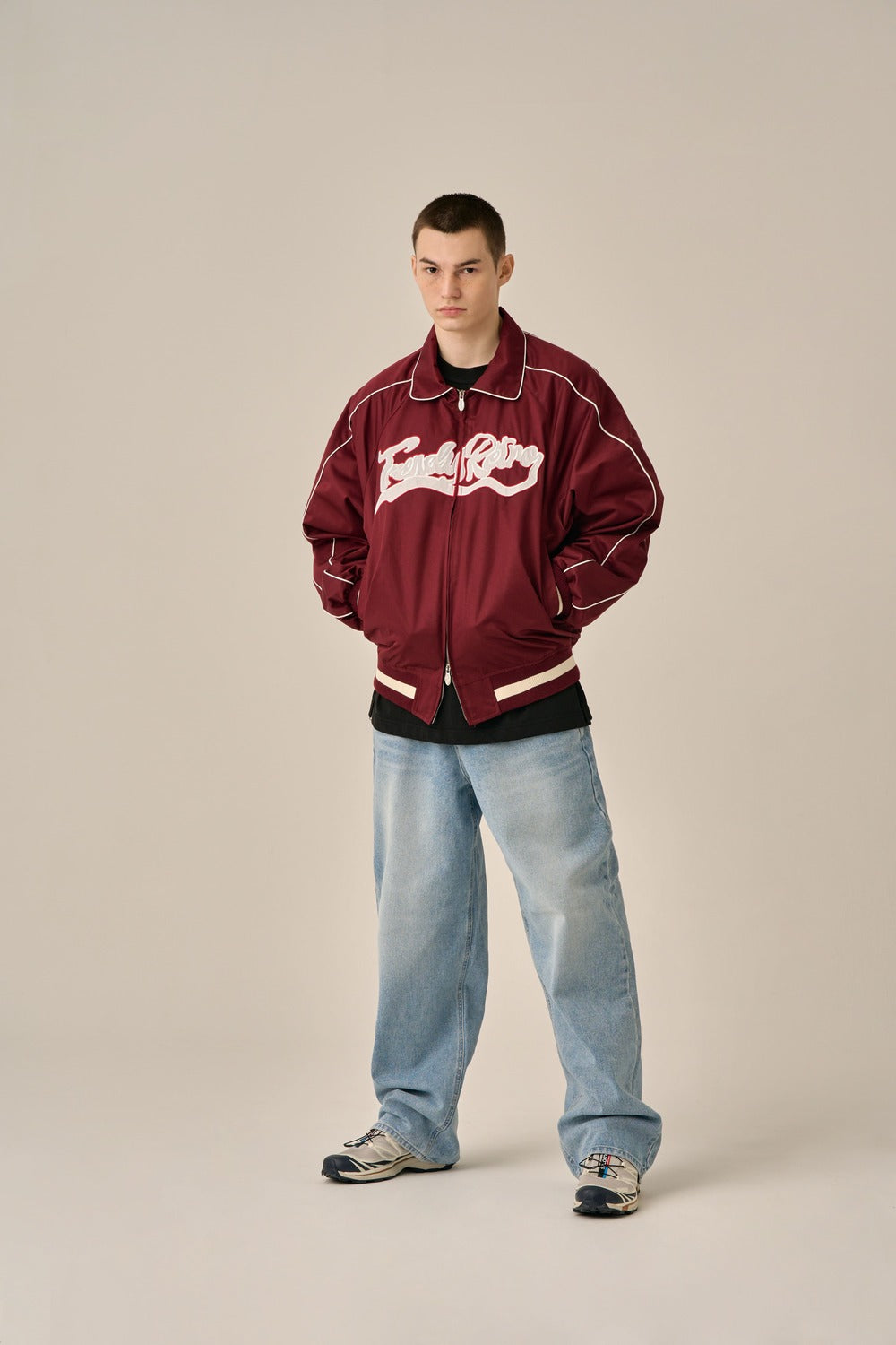 BIG LOGO PIPING BLOUSON - BURGUNDY