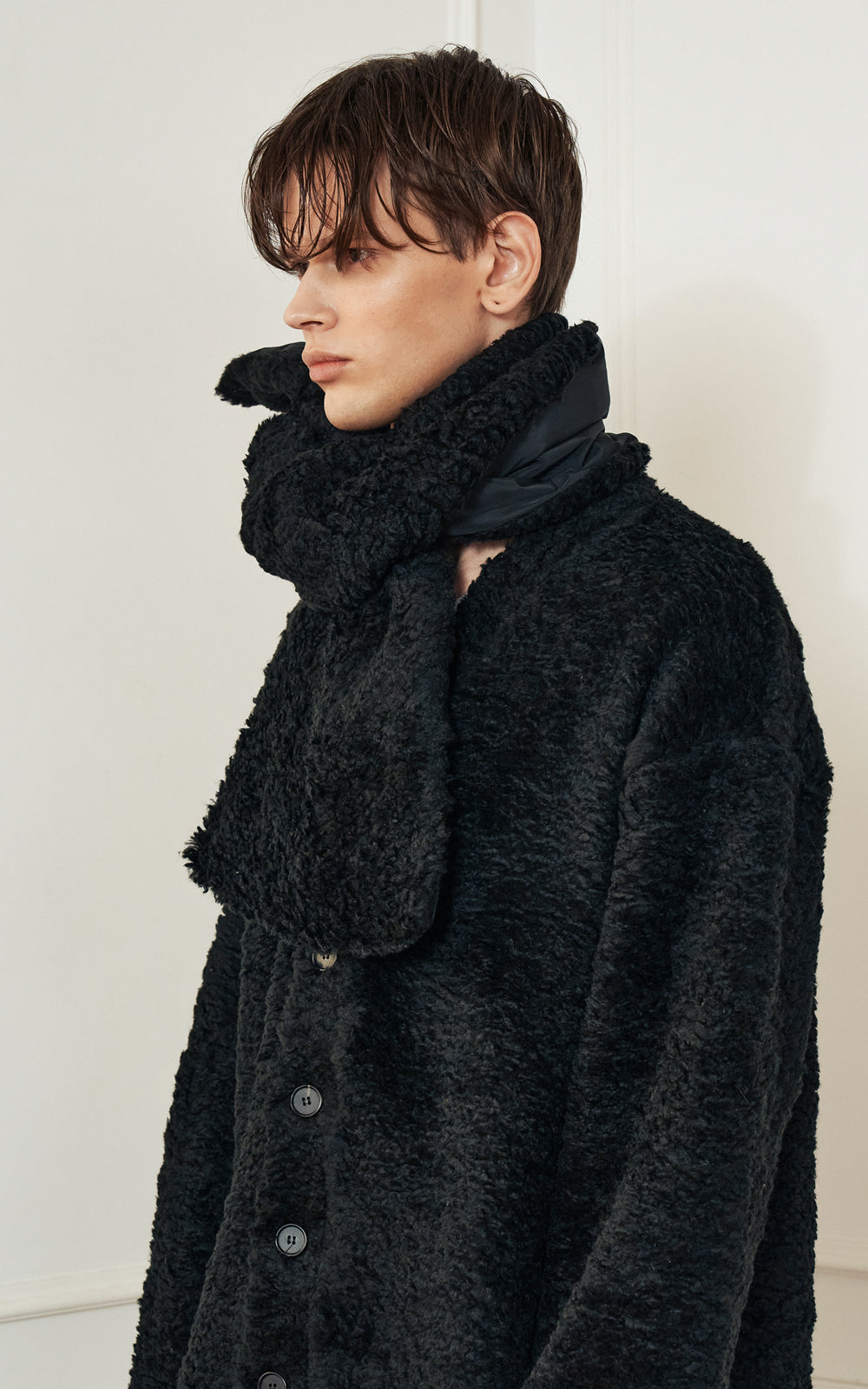 ECO FUR PADDED MIX MUFFLE_[BLACK]