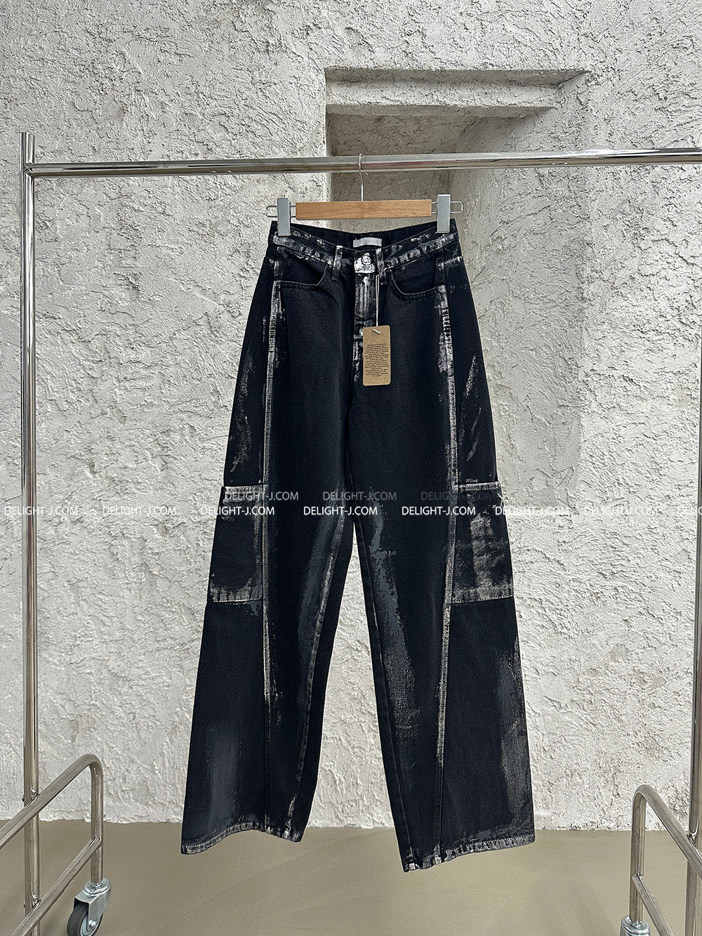 Silver Painting Black Blue Wide Pants