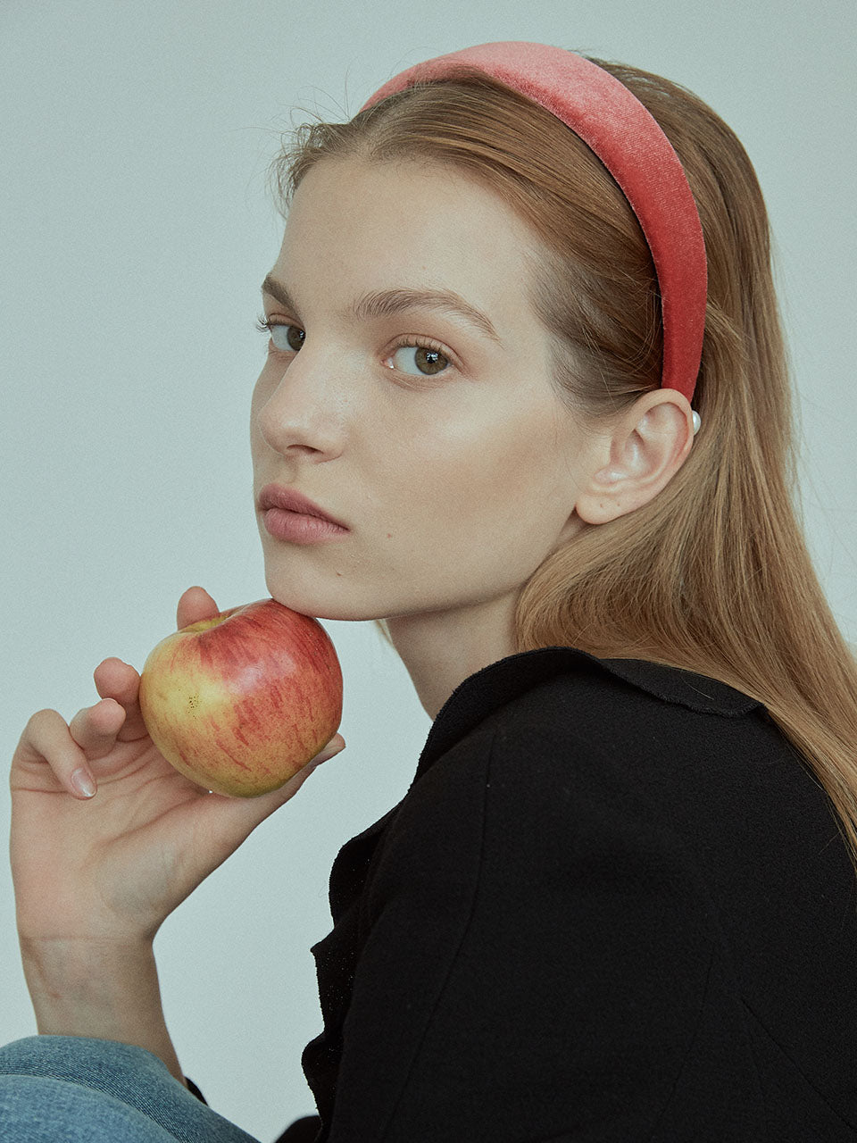 Coral Red Velvet Headband