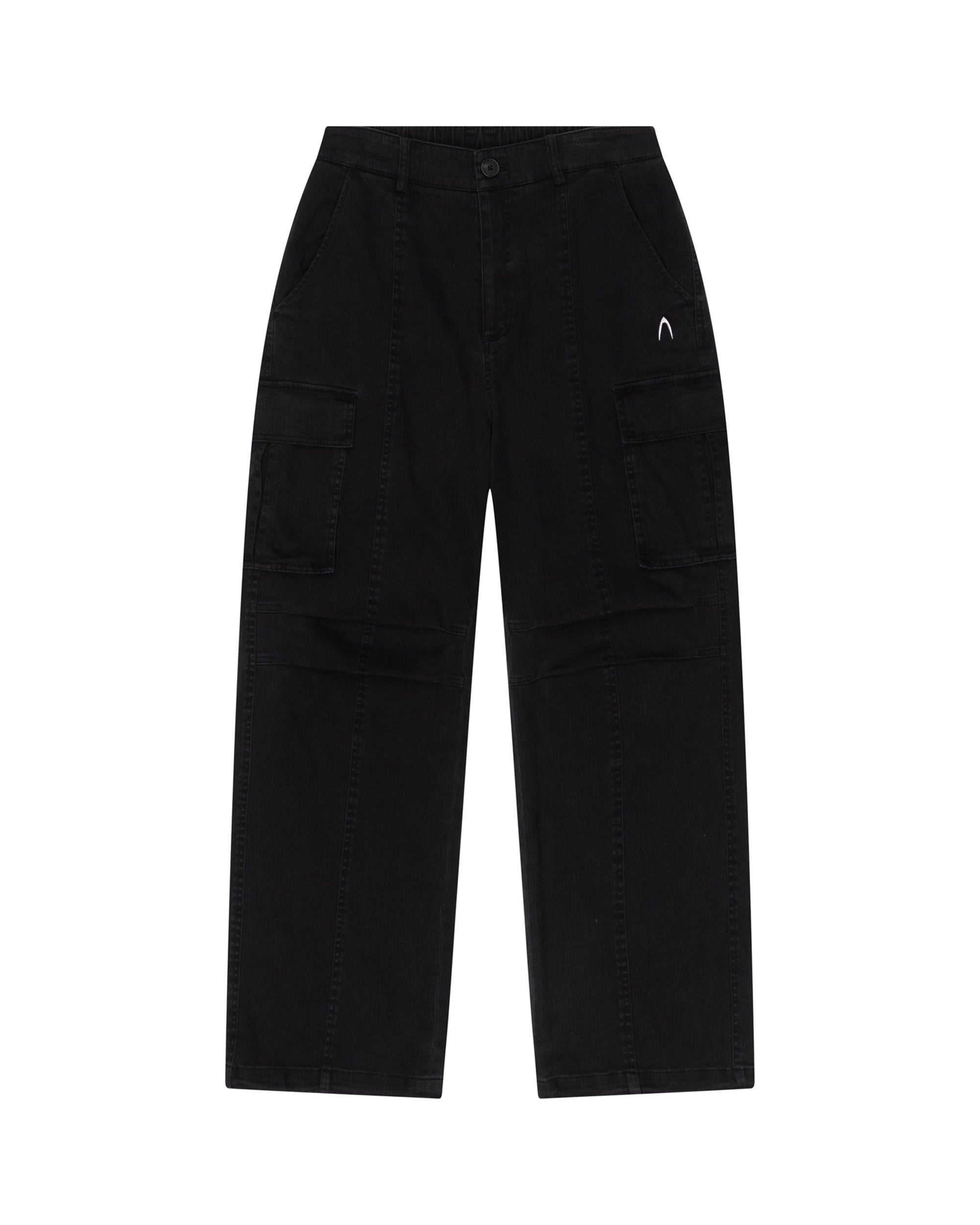 Washed Semi Wide Cargo Pants (Black)