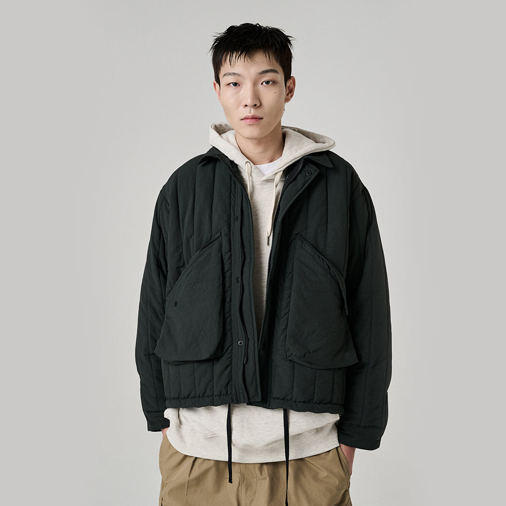 BIG POCKET QUILTED JACKET DARK GREEN