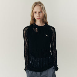 Damage Knit Top [BLACK]