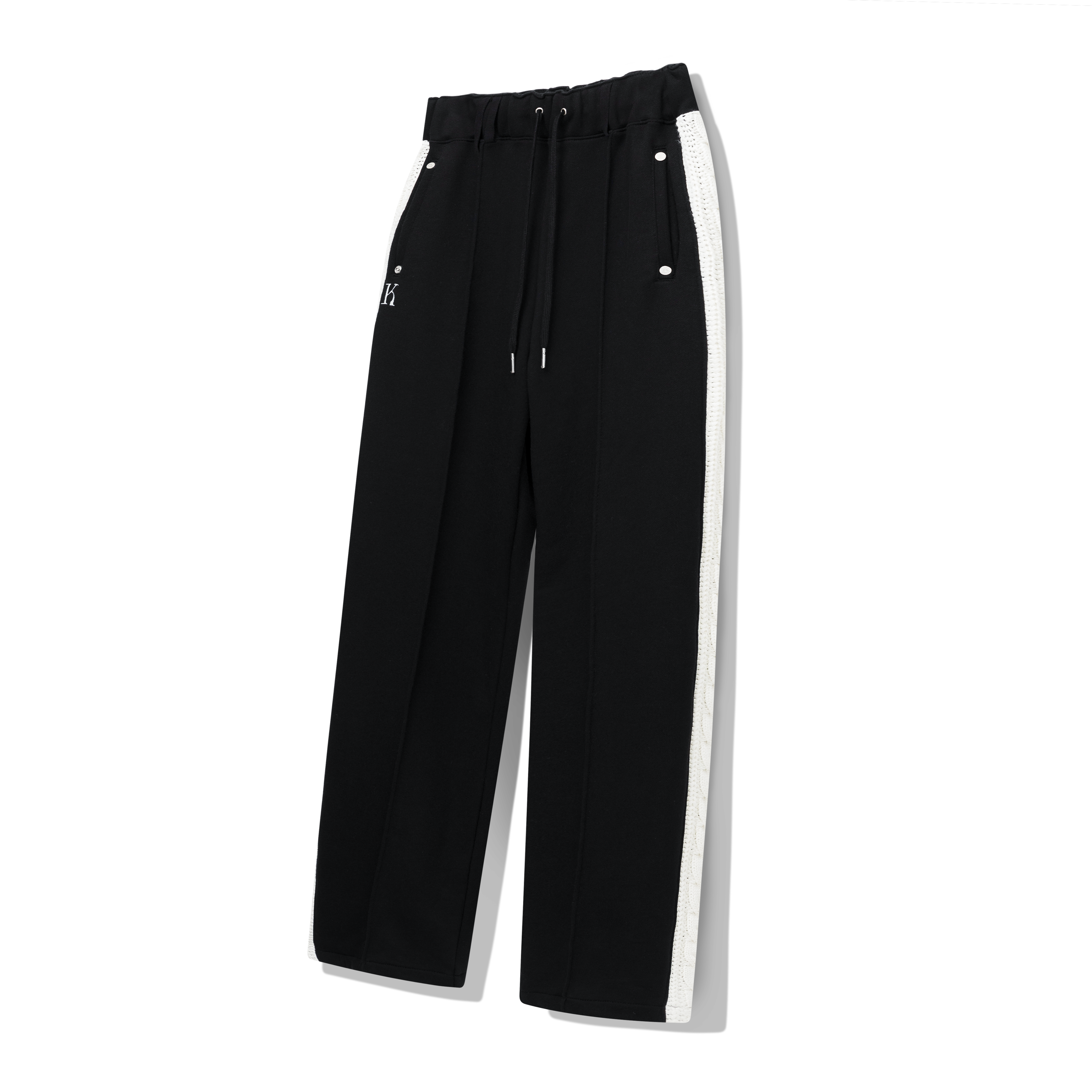 Mixed Fabric Knit KUYRI K Track Pants (Resort Black)