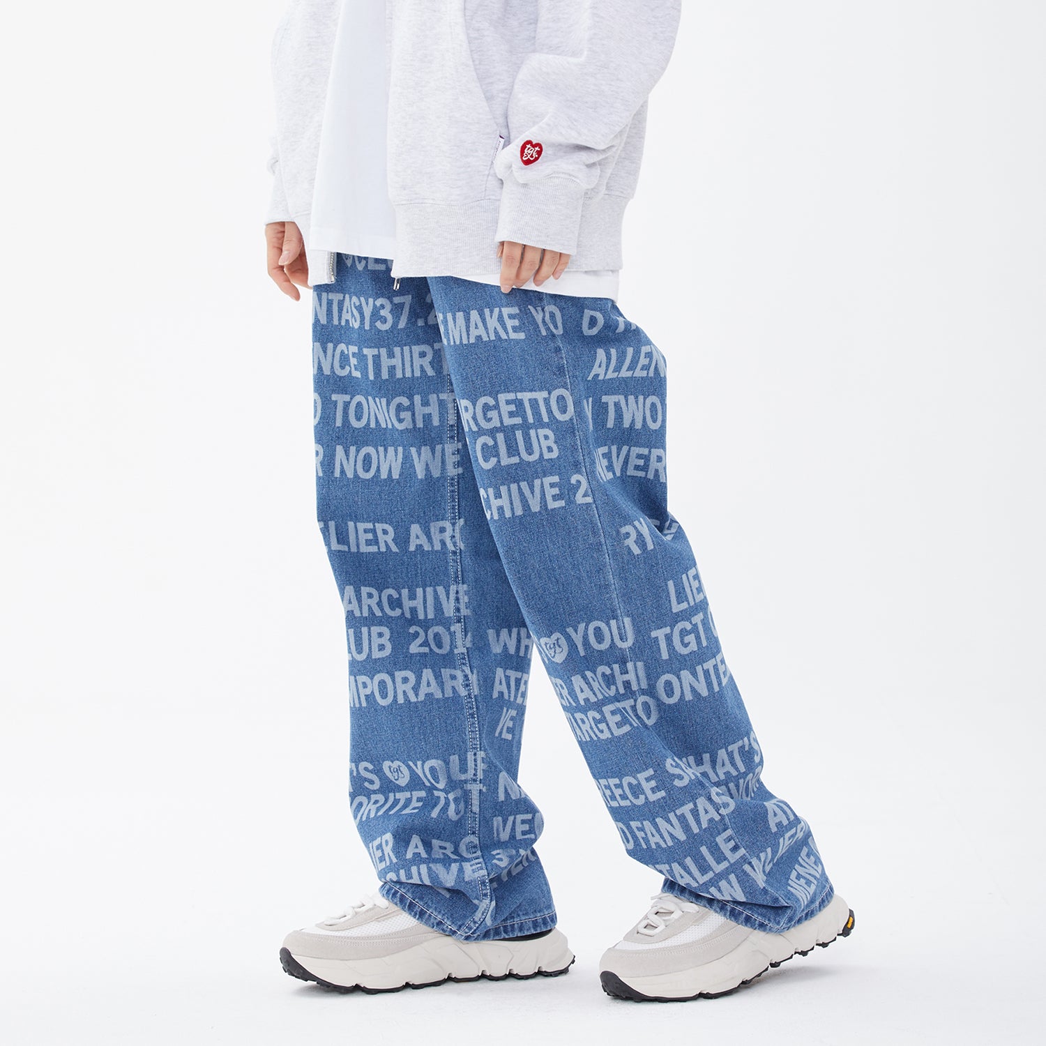 LETTERING WASHING DENIM PANTS(INDIGO)