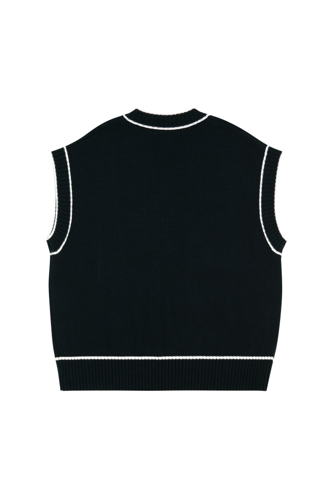 POINT LINE NAVY KNIT VEST