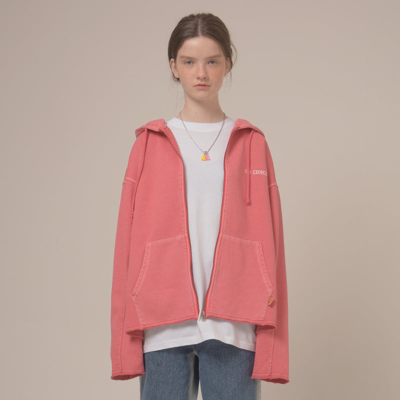 [unisex] pigment hood zip-up (dark pink)