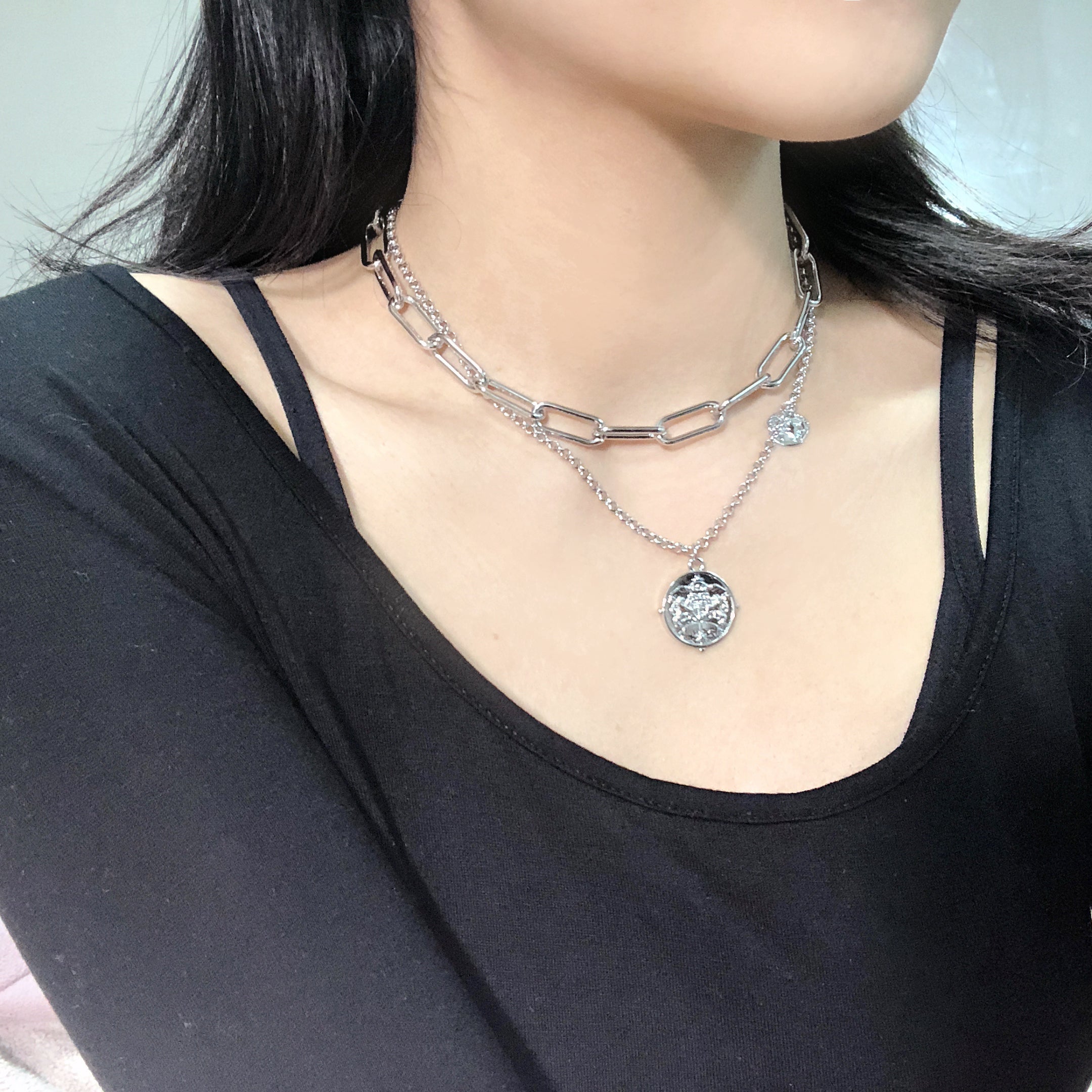 Big Chain Choker Layered Necklace