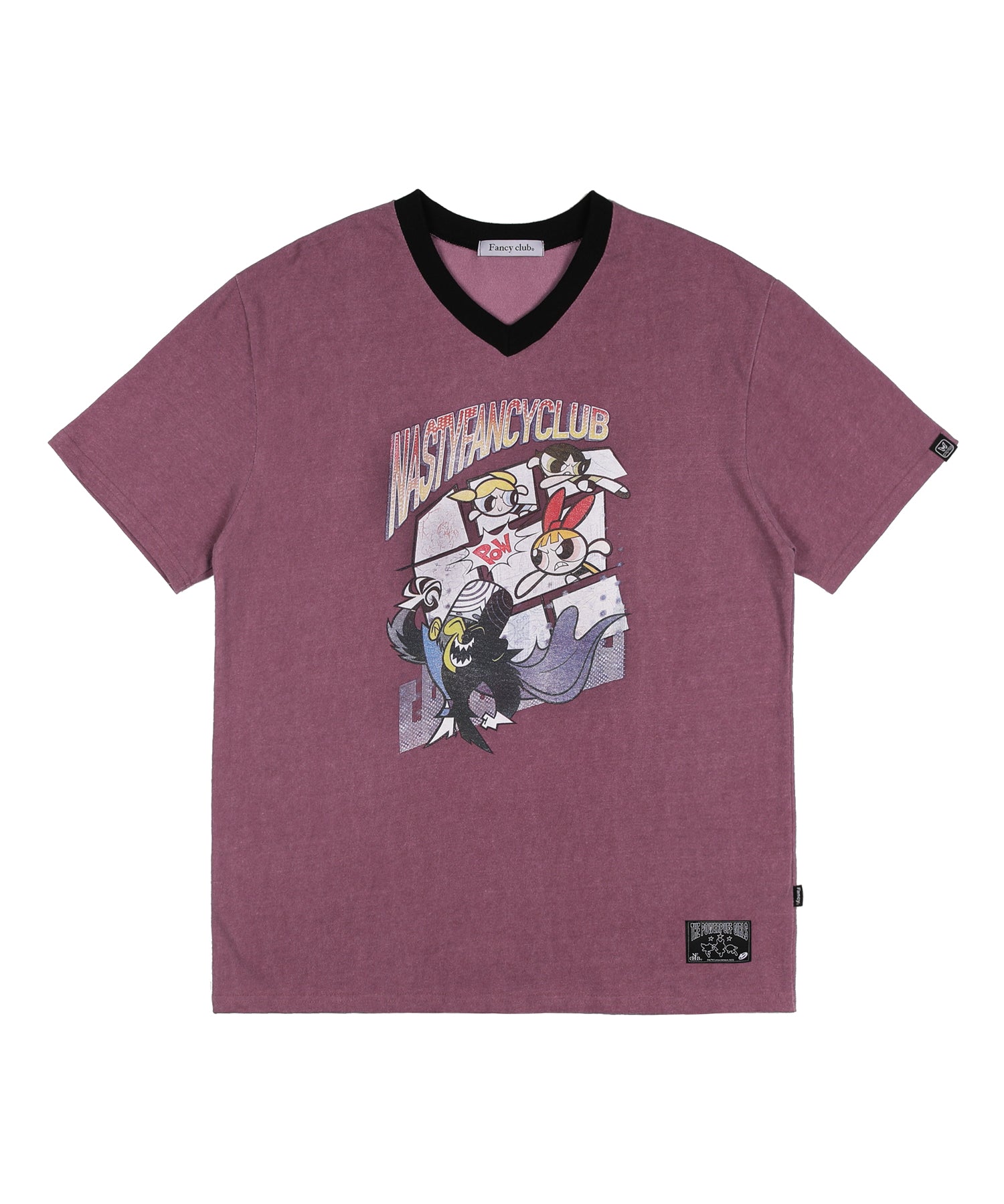 [PPG X FANCY] P.P.G COMICS PIGMENT V-NECK TEE (DARK PINK)_F23PG1005