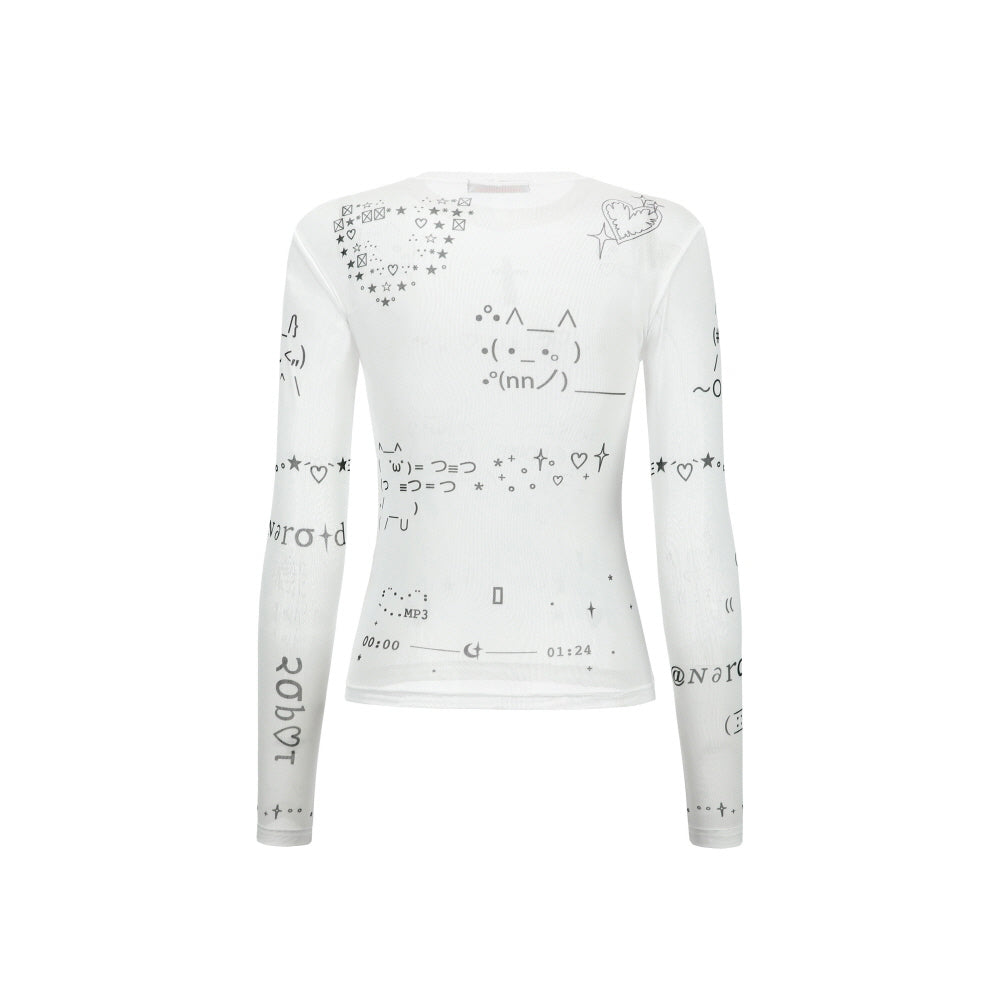 0 2 emoji mesh top - WHITE