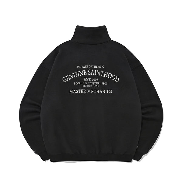 SP SERIF G.S LOGO HALF ZIP-BLACK