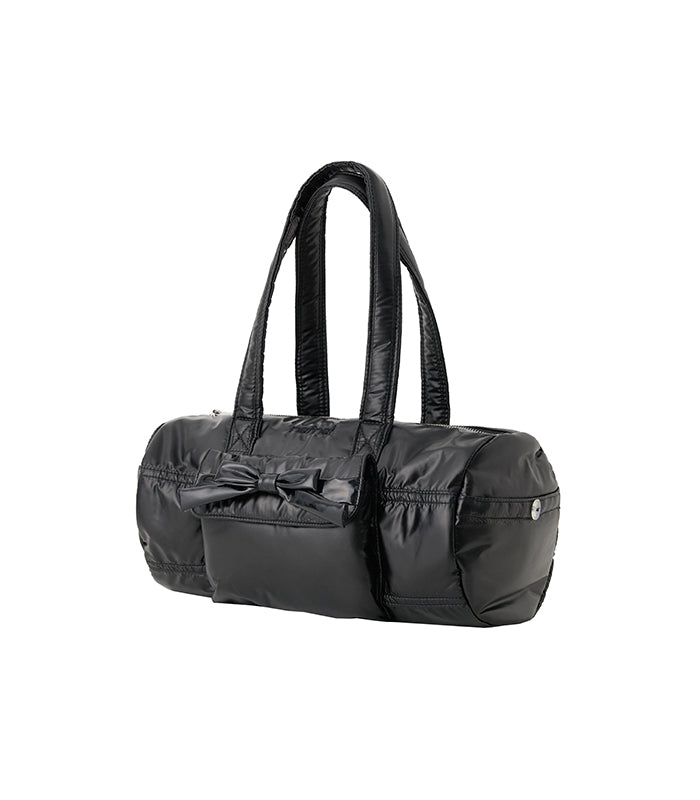 glossy ribbon duffle bag_black