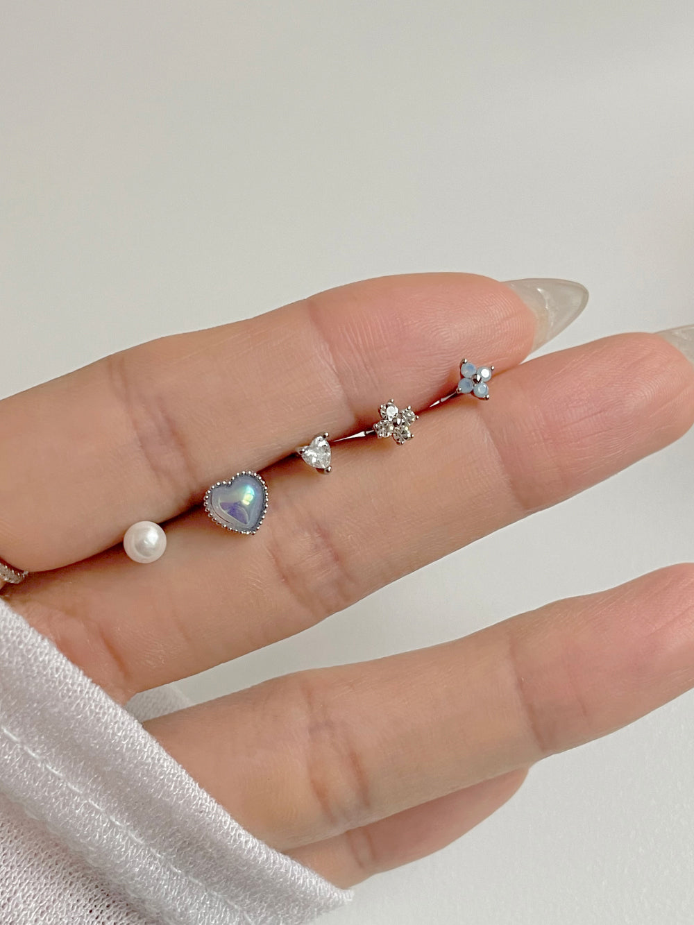 [5 set] Blooming Pearl Heart Piercing Set