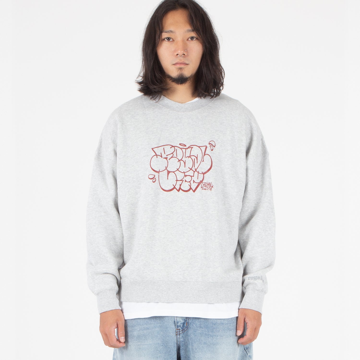 RLCN1005 Stroke Tagging Logo Sweat Shirt - Gray