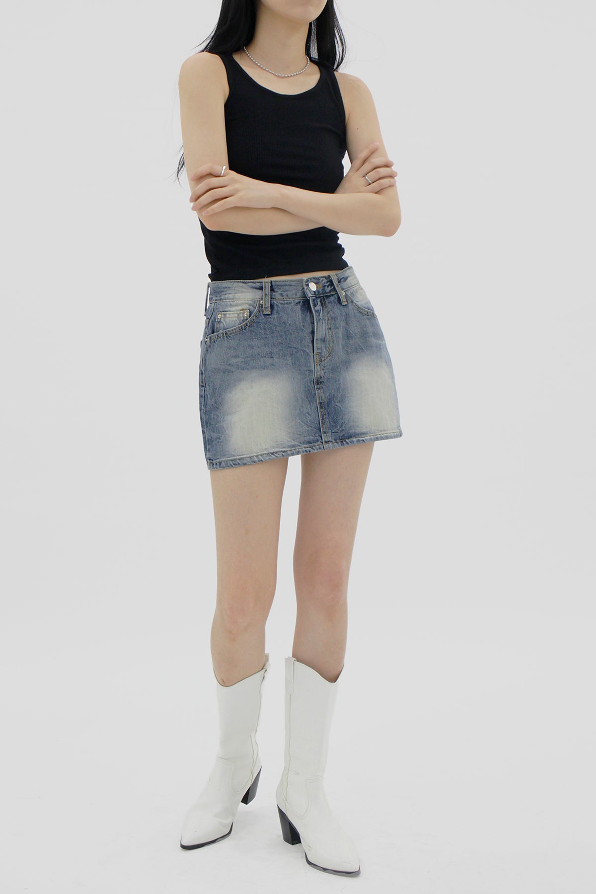 Low Rise Jean Jean Skirt